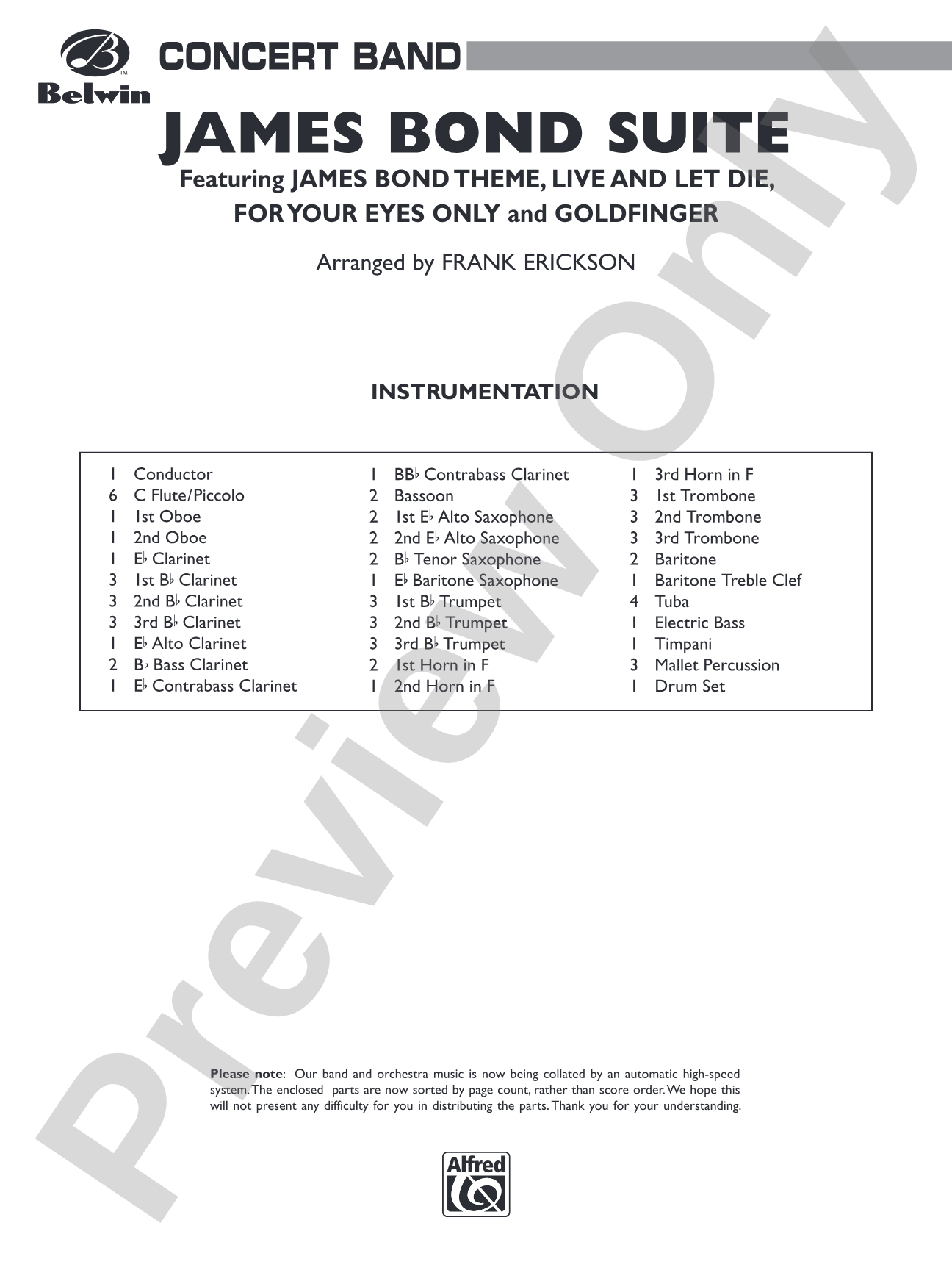 James Bond Suite (Medley): Concert Band Conductor Score & Parts