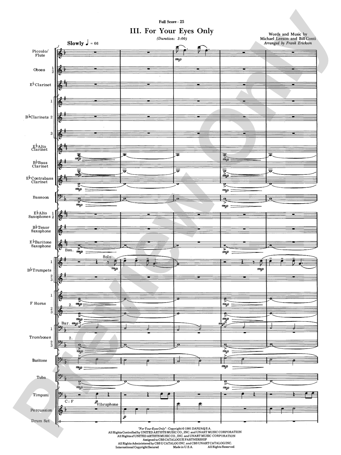 James Bond Suite (Medley): Concert Band Conductor Score & Parts