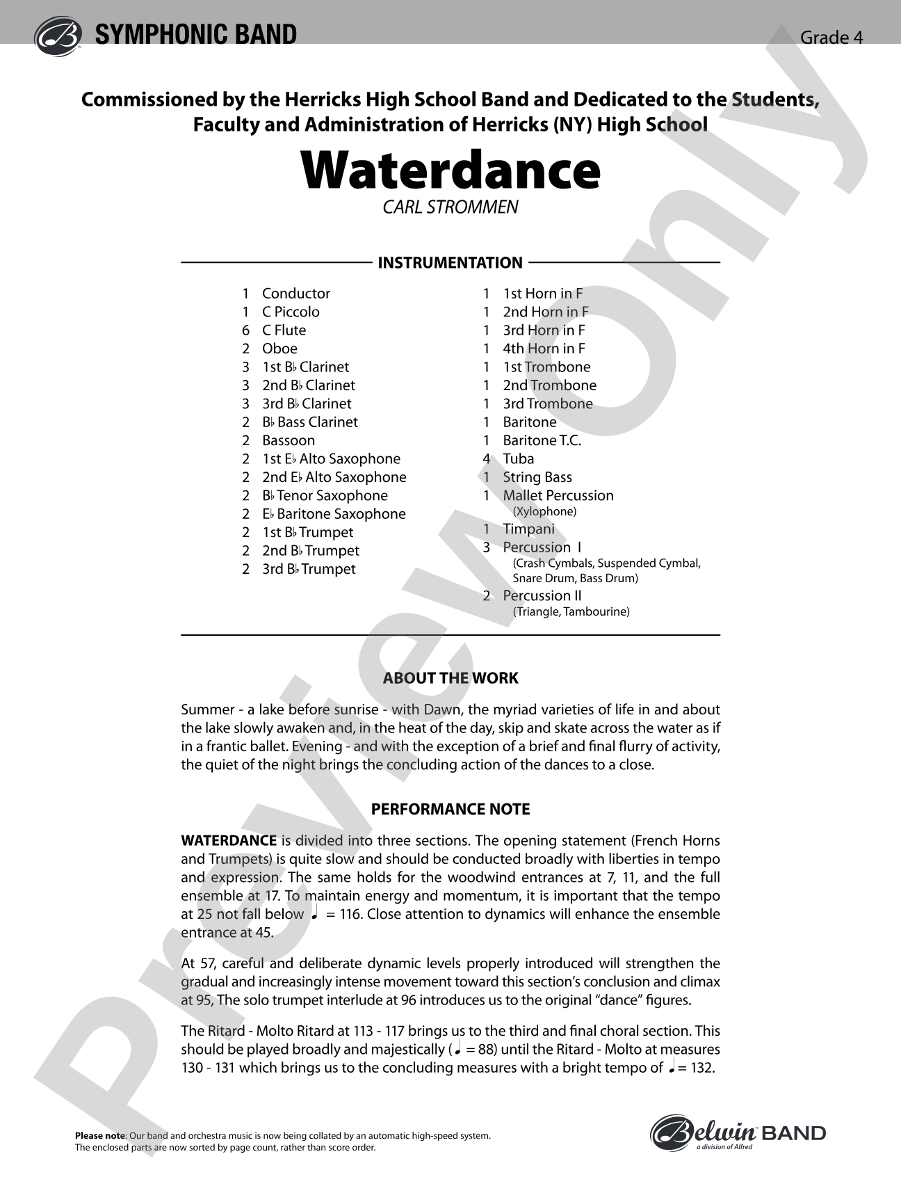 Waterdance: Concert Band Conductor Score & Parts