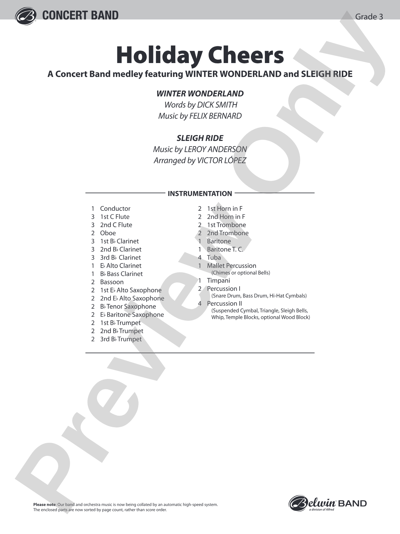 Holiday Cheers: Concert Band Conductor Score & Parts