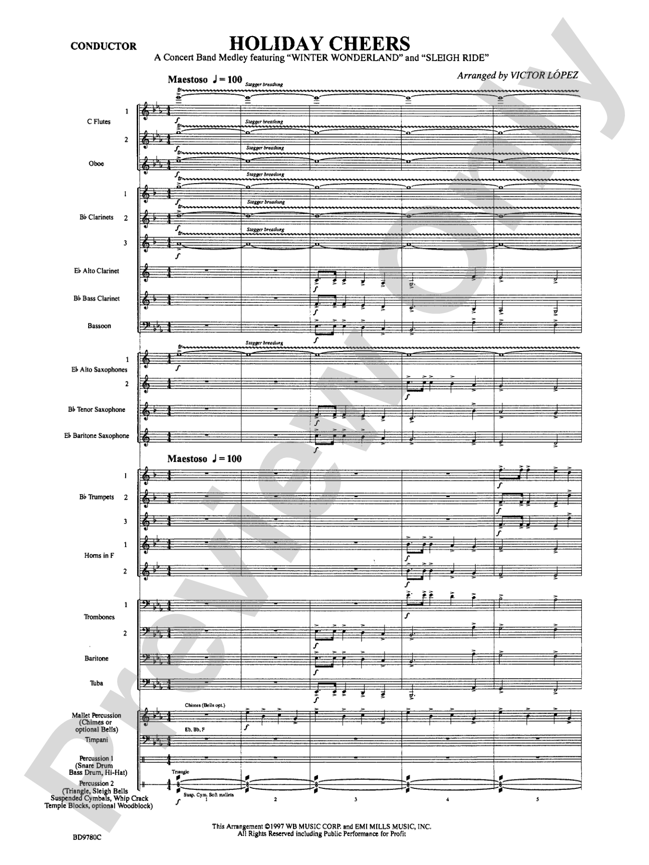 Holiday Cheers: Concert Band Conductor Score & Parts