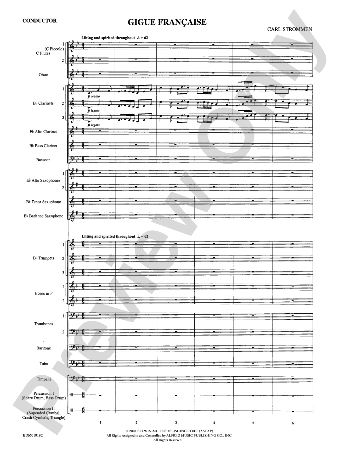Gigue Française: Concert Band Conductor Score & Parts