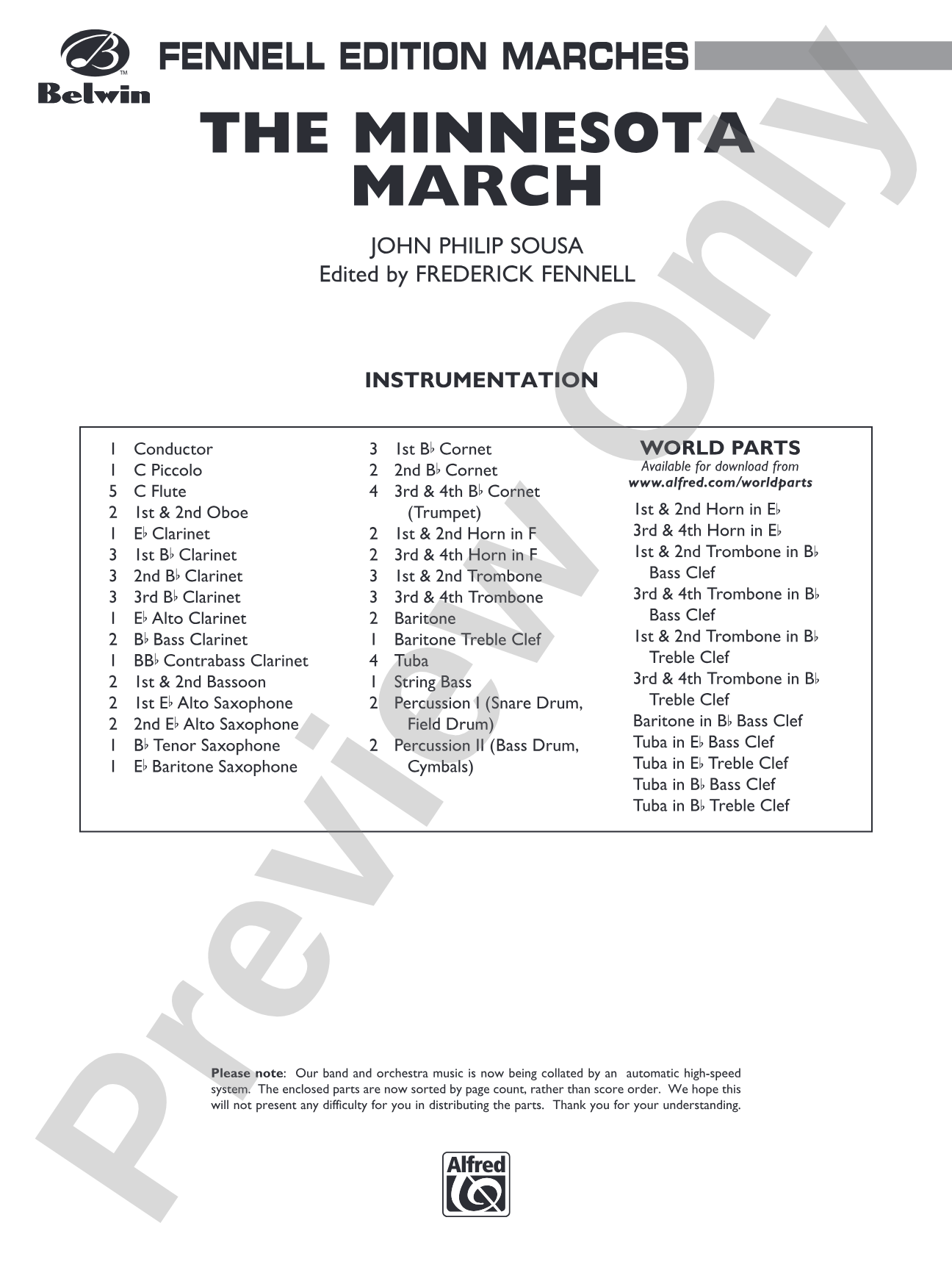 The Minnesota March: Concert Band Conductor Score & Parts