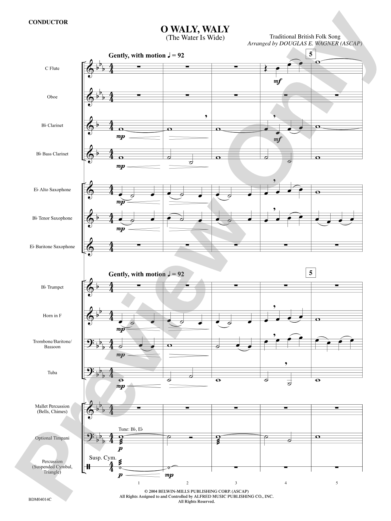 O Waly, Waly (The Water Is Wide): Concert Band Conductor Score & Parts