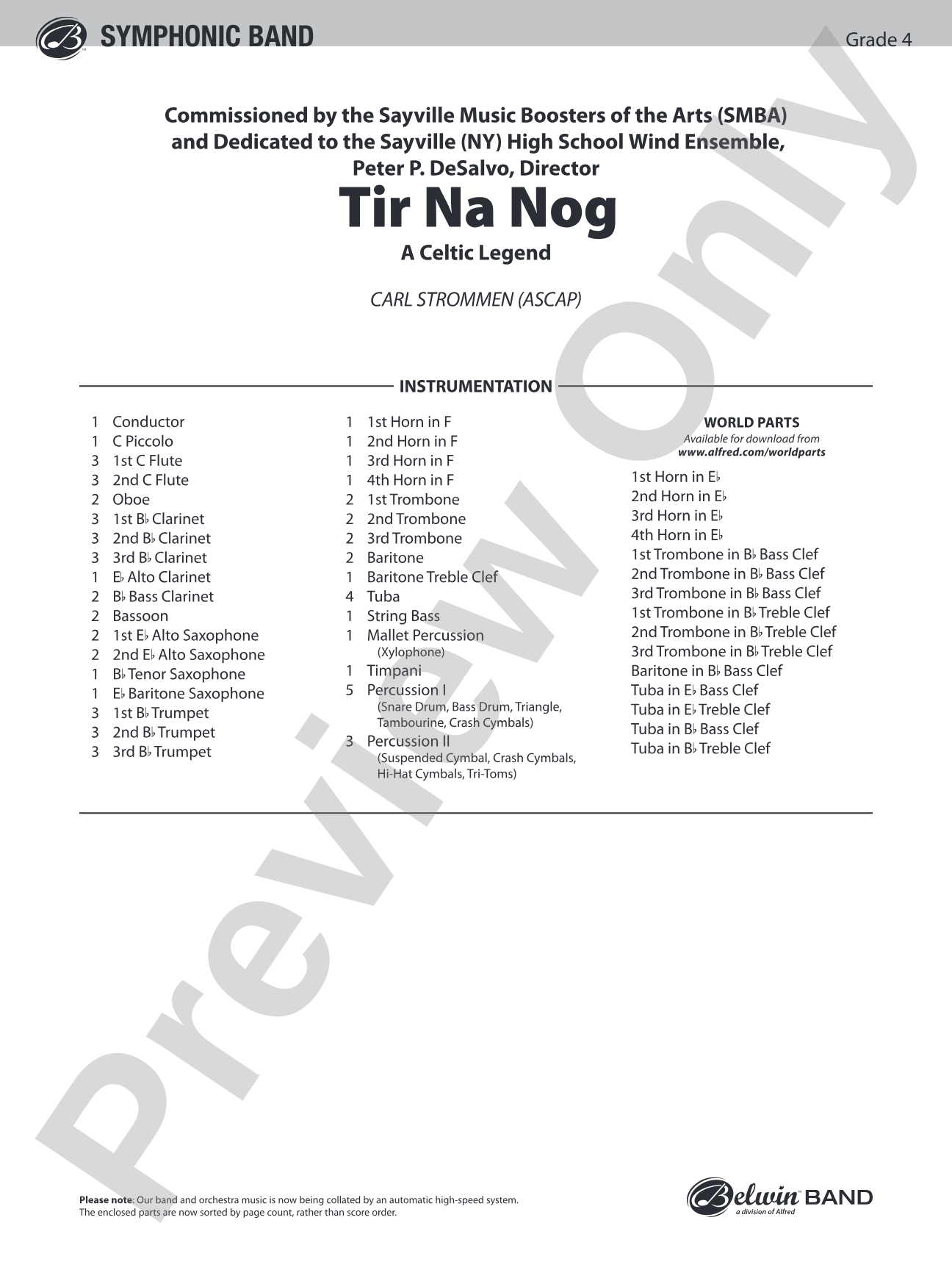 Tir Na Nog (A Celtic Legend): Concert Band Conductor Score & Parts