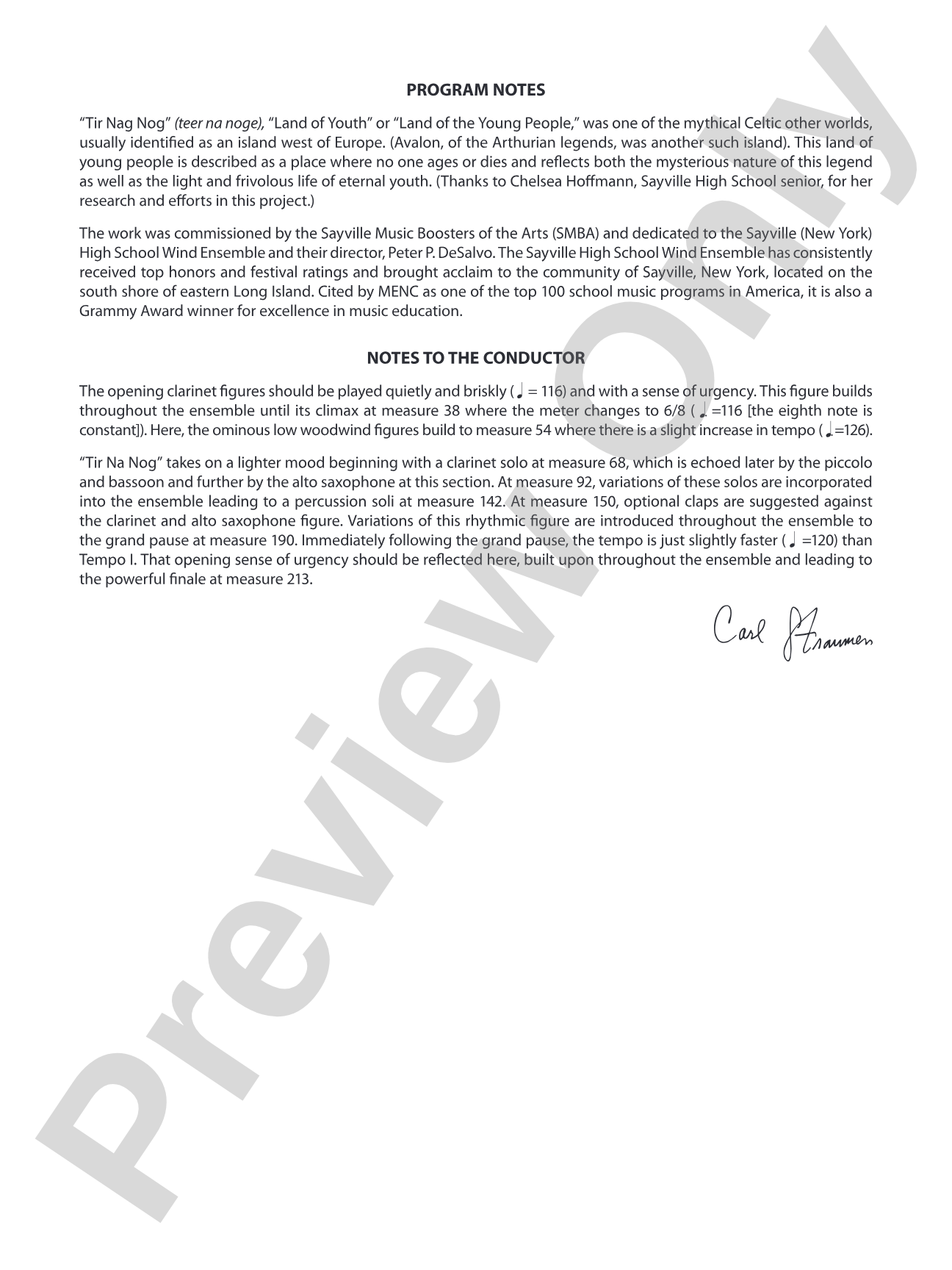 Tir Na Nog (A Celtic Legend): Concert Band Conductor Score & Parts