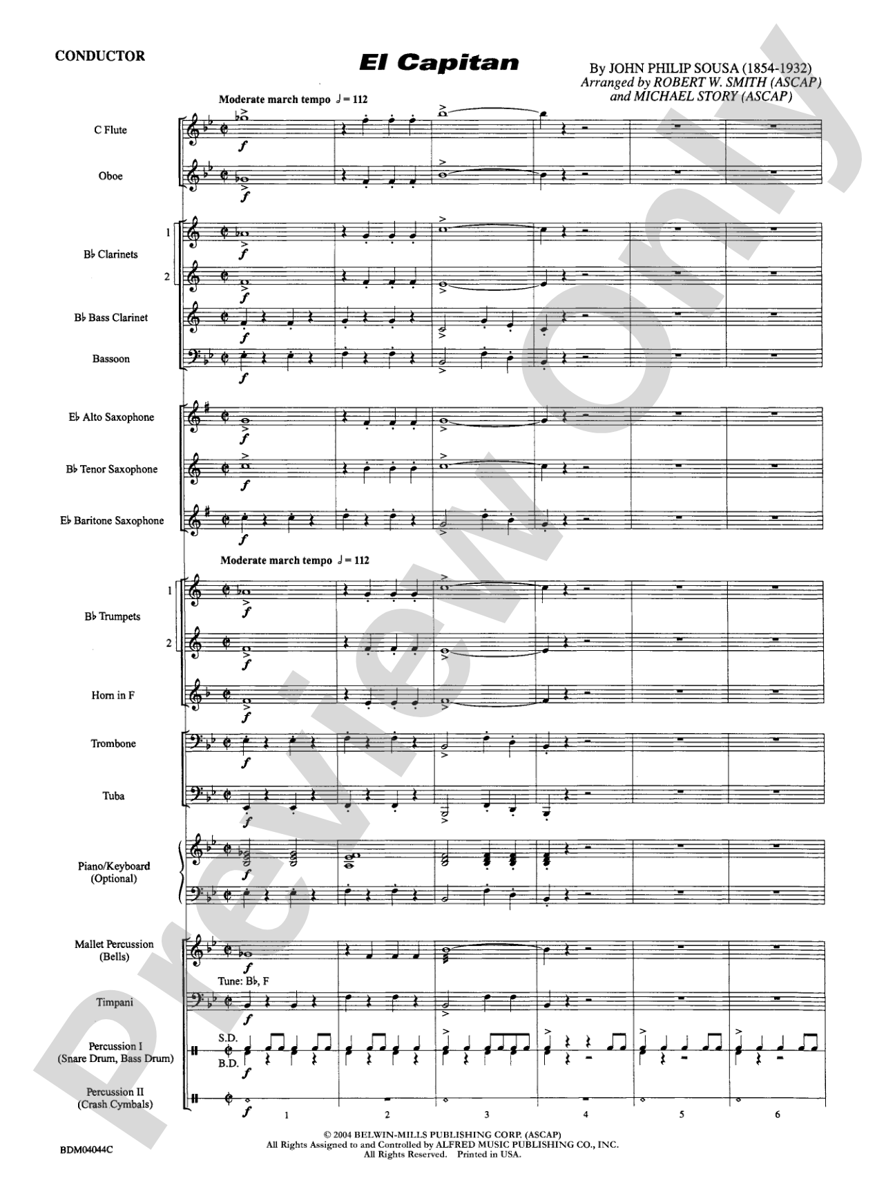El Capitan: Concert Band Conductor Score & Parts