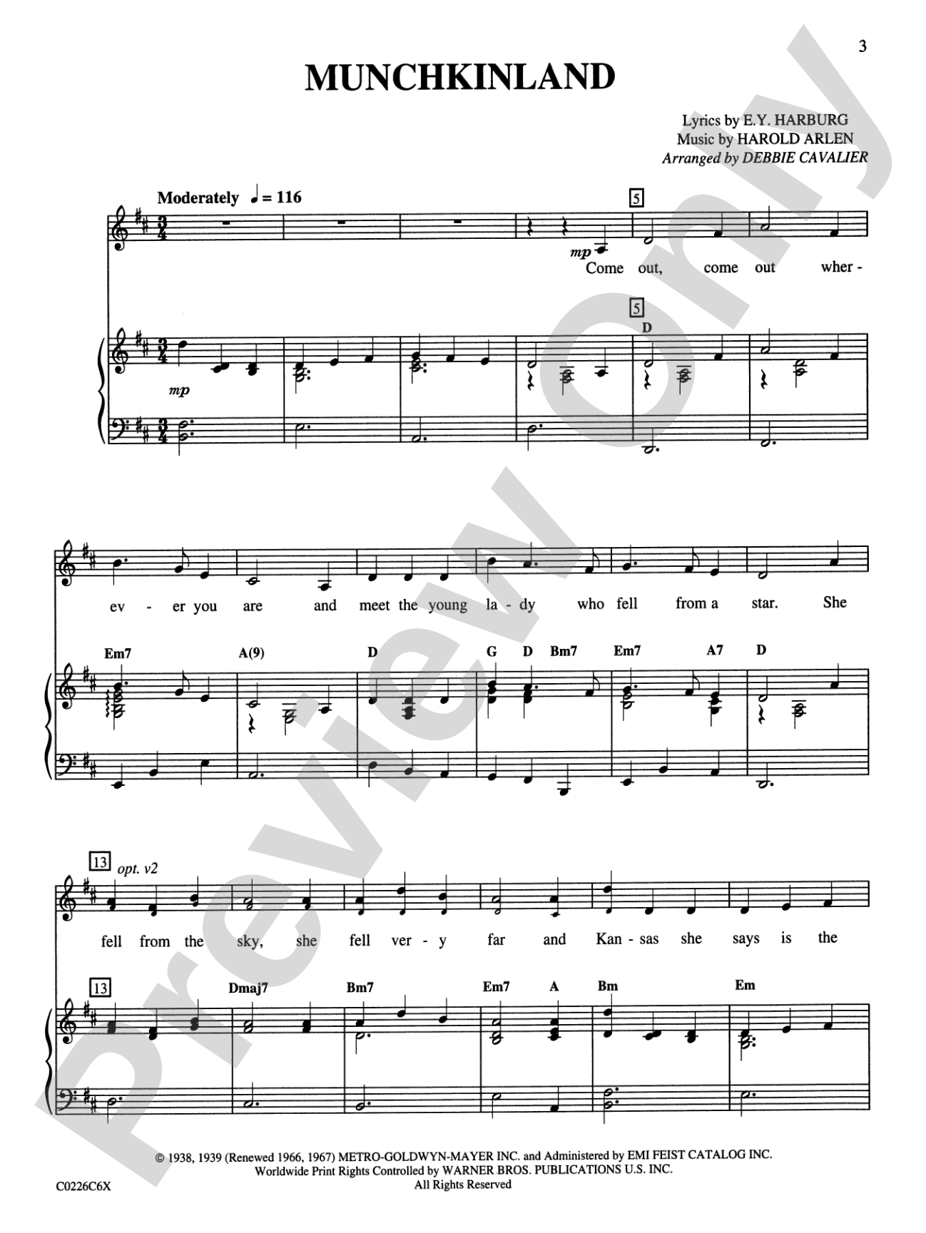 The Wizard of Oz, Selections from: Song Kit #26: Unison / Opt. 2-Part Choral Octavo