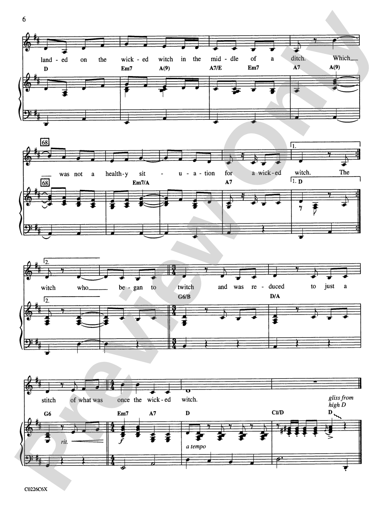 The Wizard of Oz, Selections from: Song Kit #26: Unison / Opt. 2-Part Choral Octavo