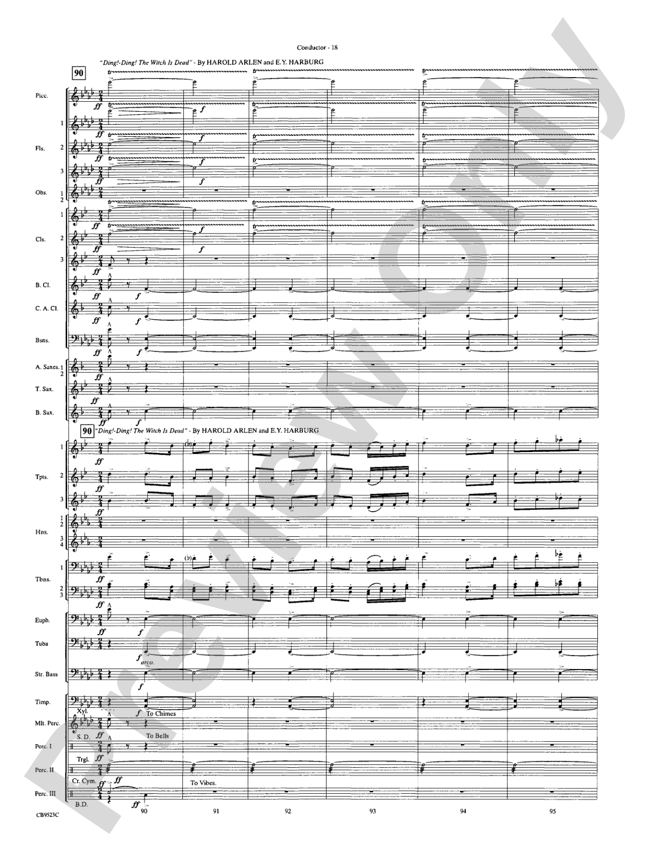 The Wizard of Oz (Medley): Concert Band Conductor Score & Parts