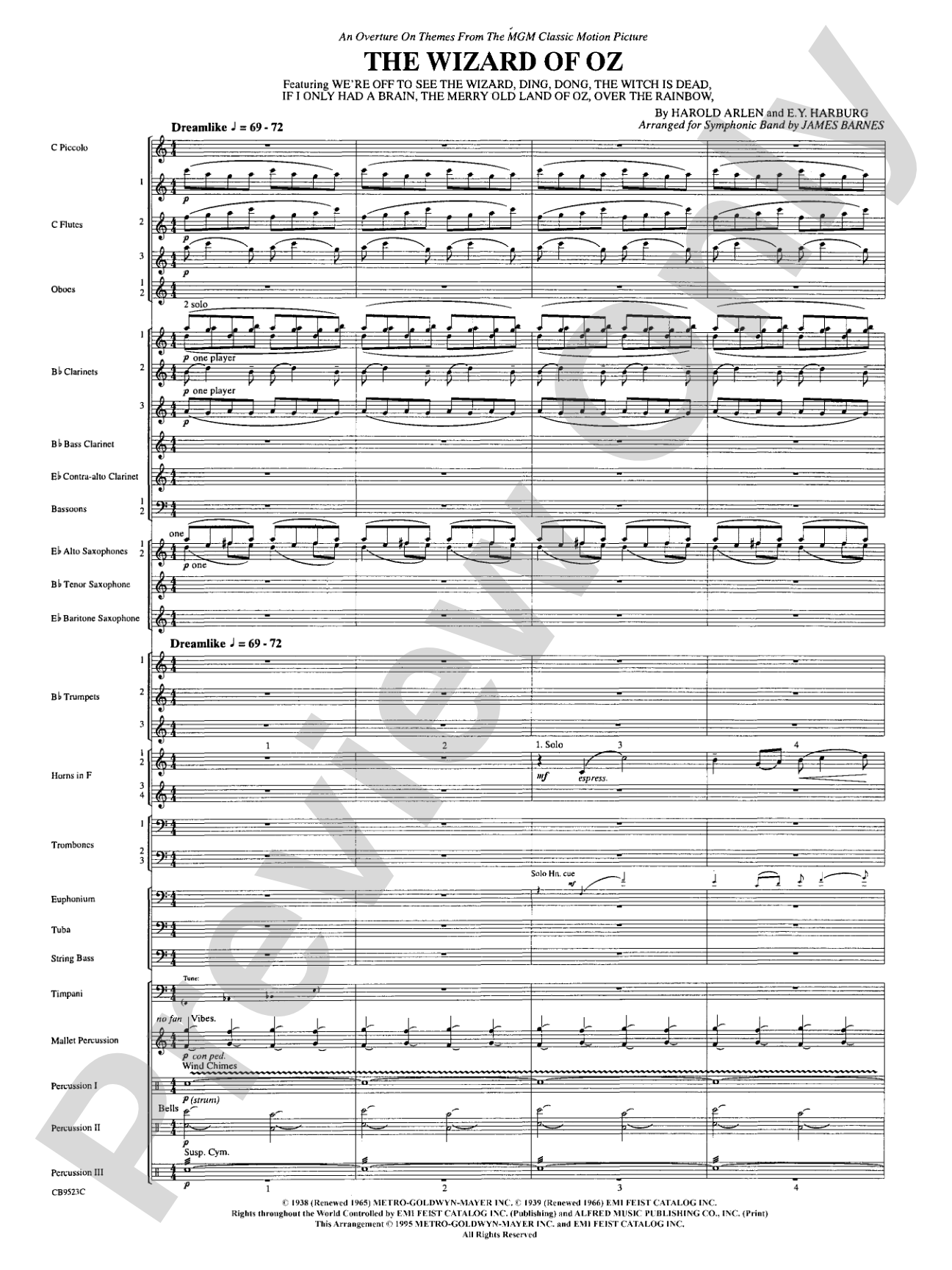 The Wizard of Oz (Medley): Concert Band Conductor Score & Parts