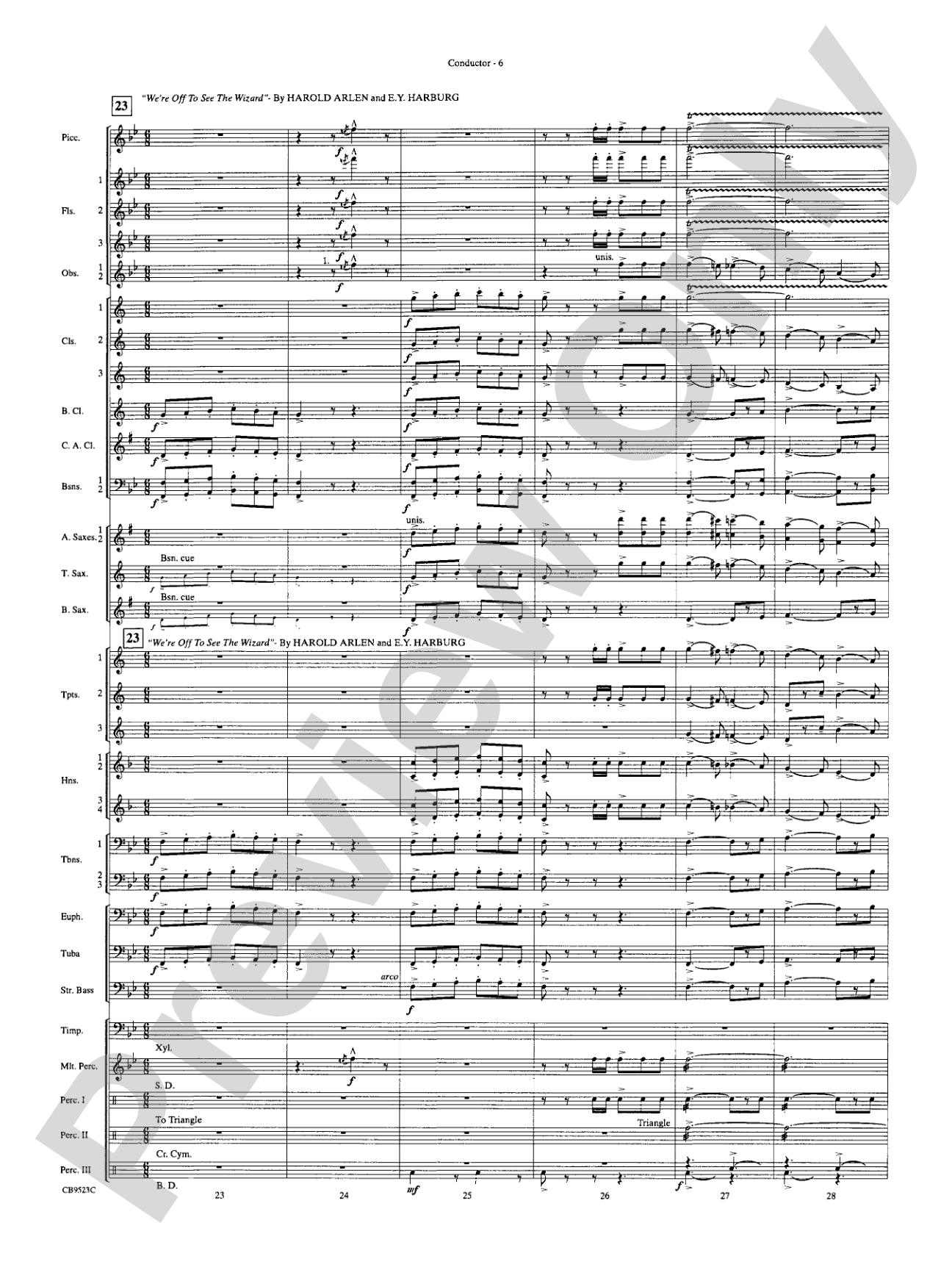 The Wizard of Oz (Medley): Concert Band Conductor Score & Parts