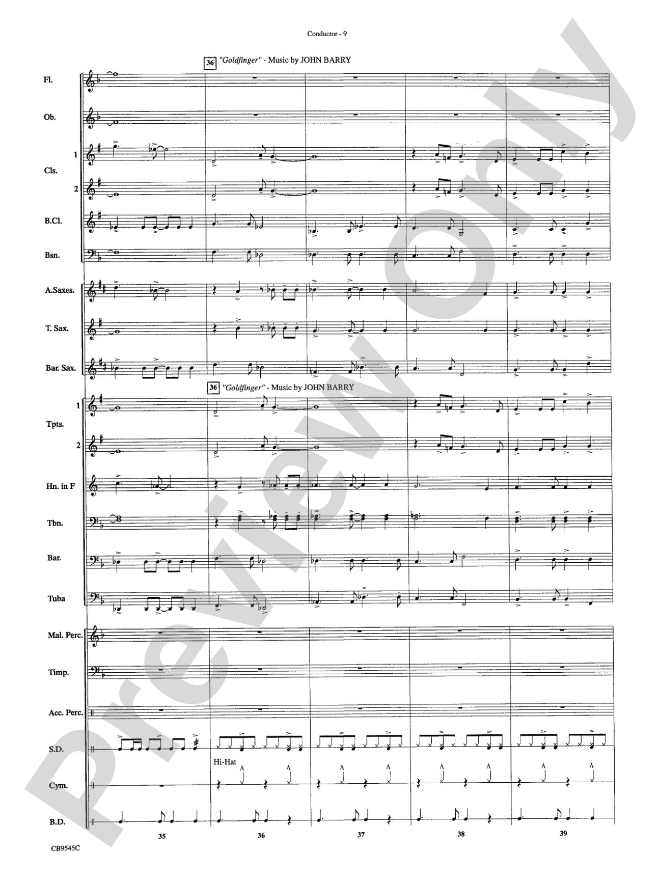 James Bond Returns: Concert Band Conductor Score & Parts