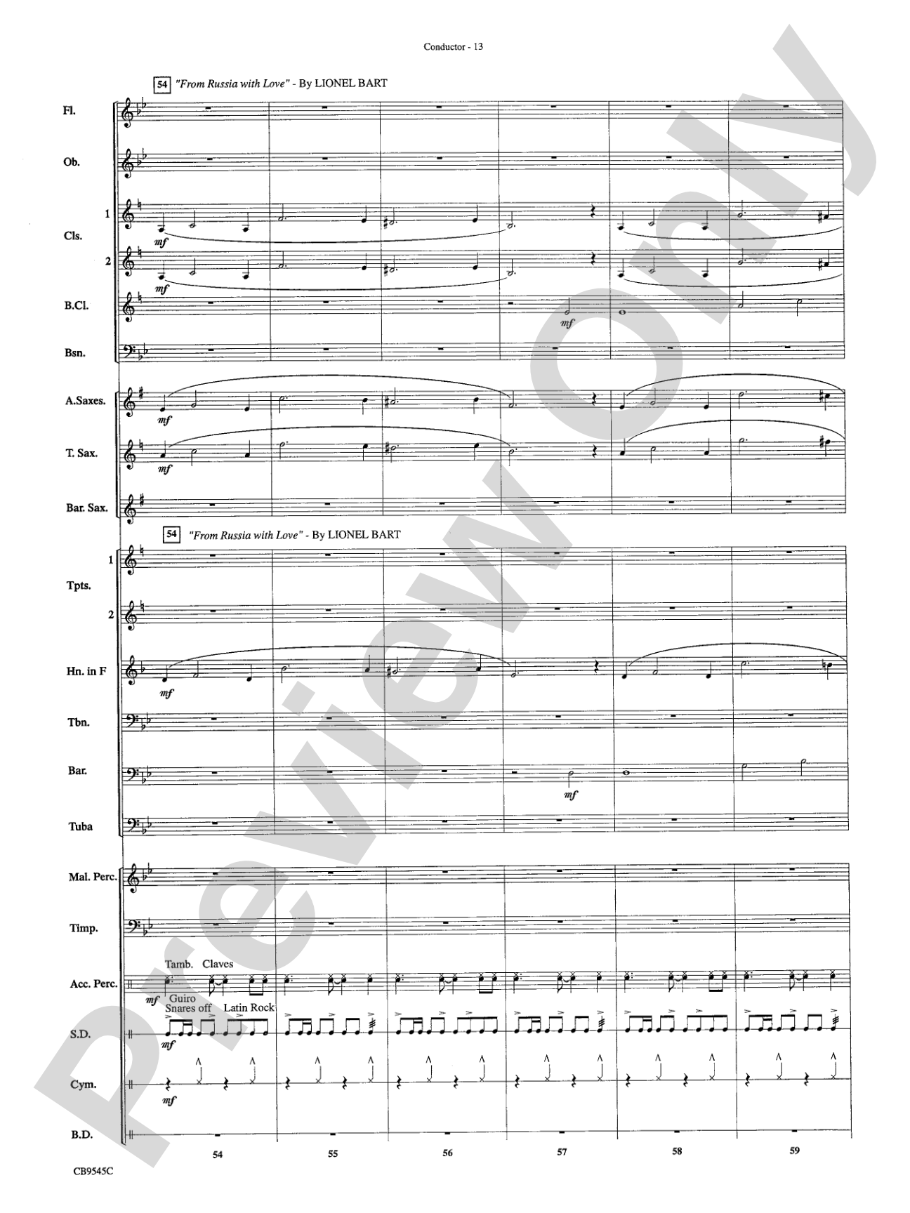 James Bond Returns: Concert Band Conductor Score & Parts