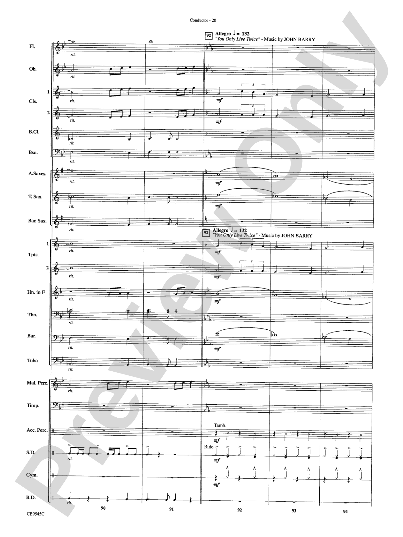 James Bond Returns: Concert Band Conductor Score & Parts
