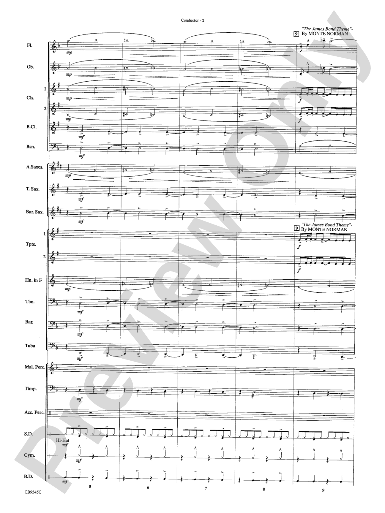 James Bond Returns: Concert Band Conductor Score & Parts