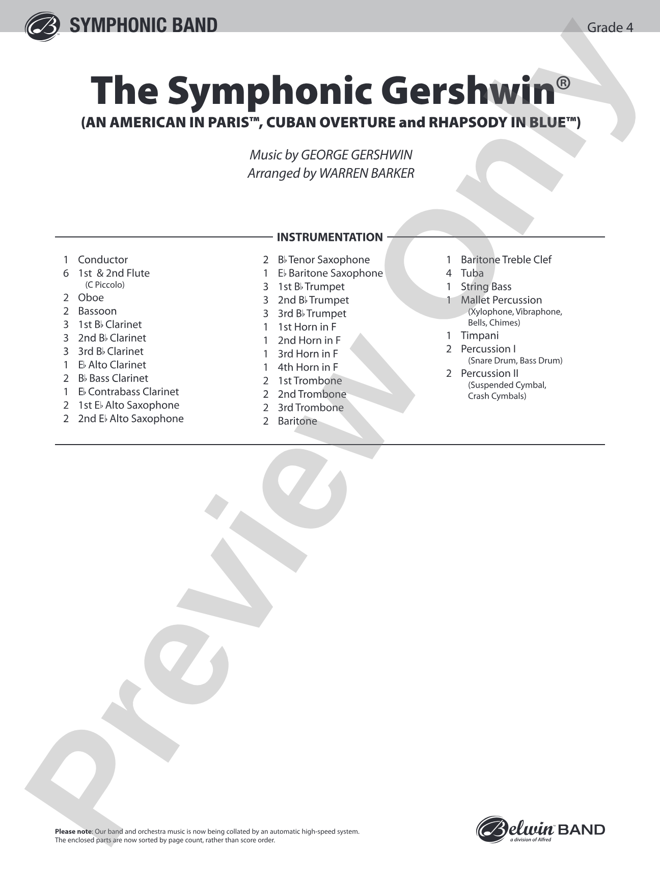 The Symphonic Gershwin: Concert Band Conductor Score & Parts