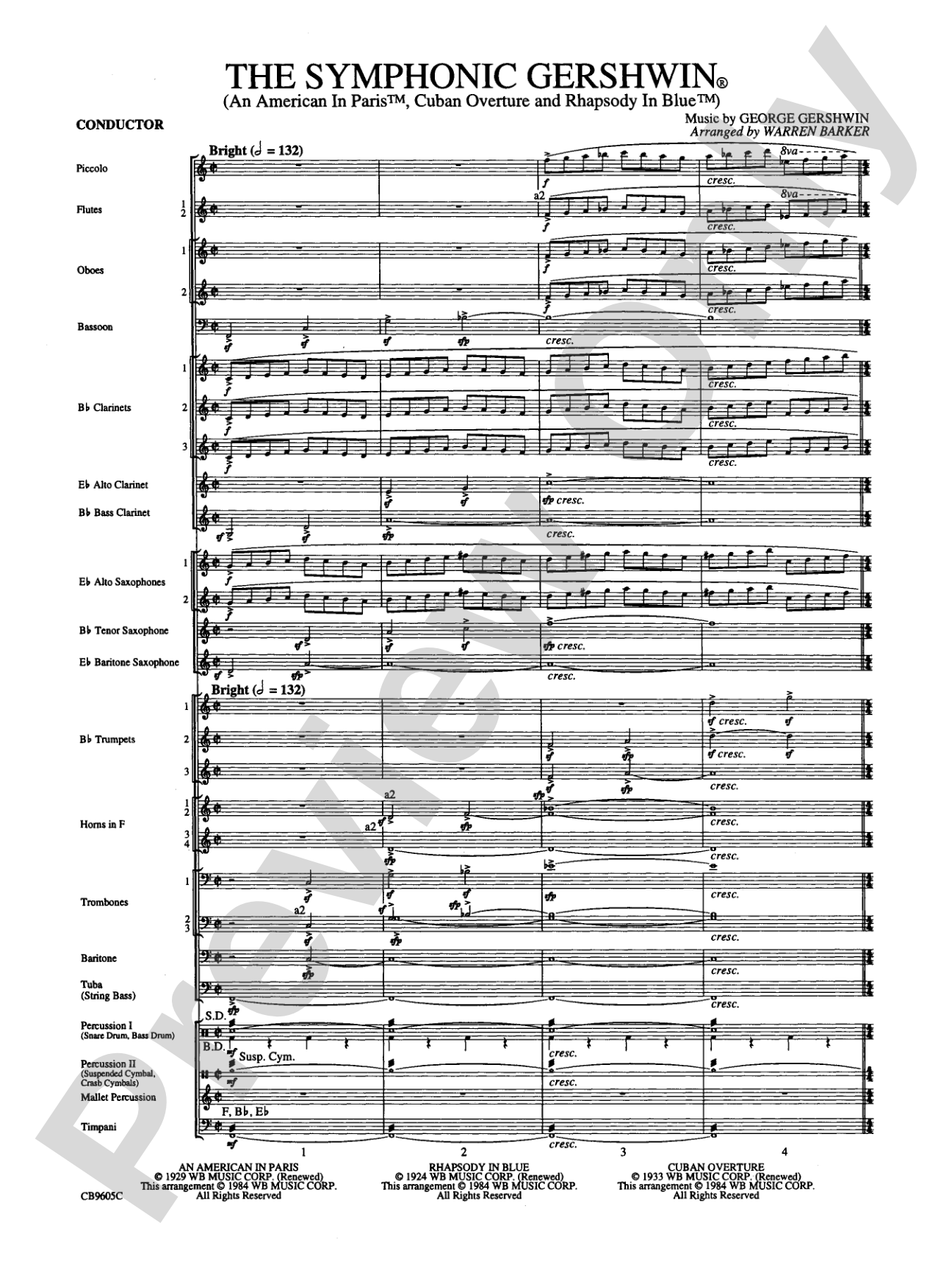 The Symphonic Gershwin: Concert Band Conductor Score & Parts