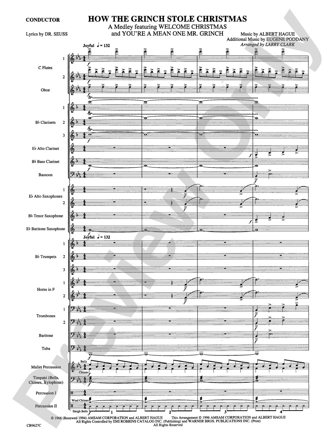 How the Grinch Stole Christmas: Concert Band Conductor Score & Parts