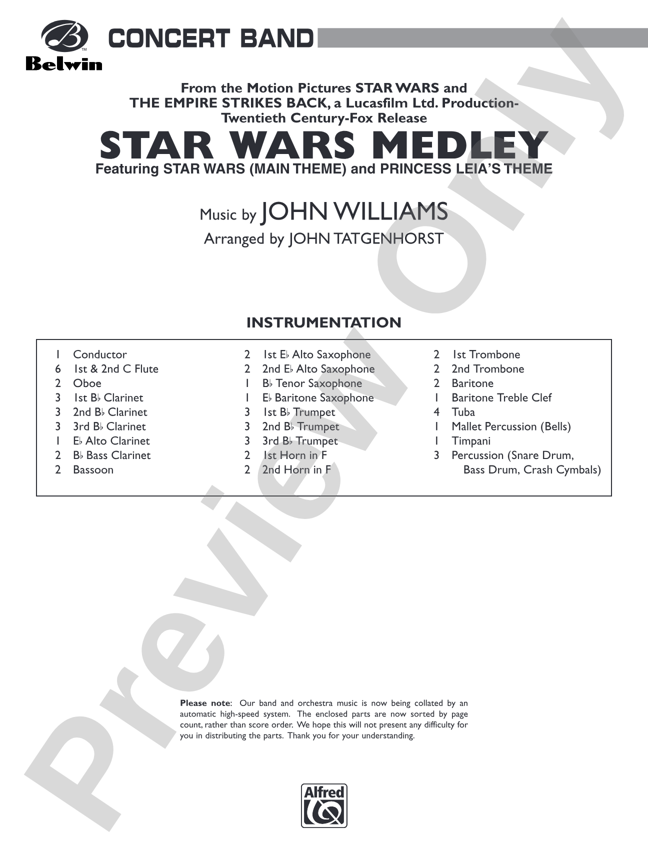 Star Wars® Medley: Concert Band Conductor Score & Parts