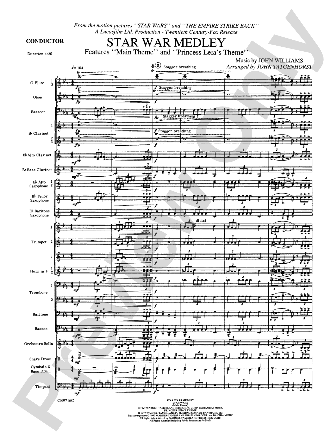 Star Wars® Medley: Concert Band Conductor Score & Parts