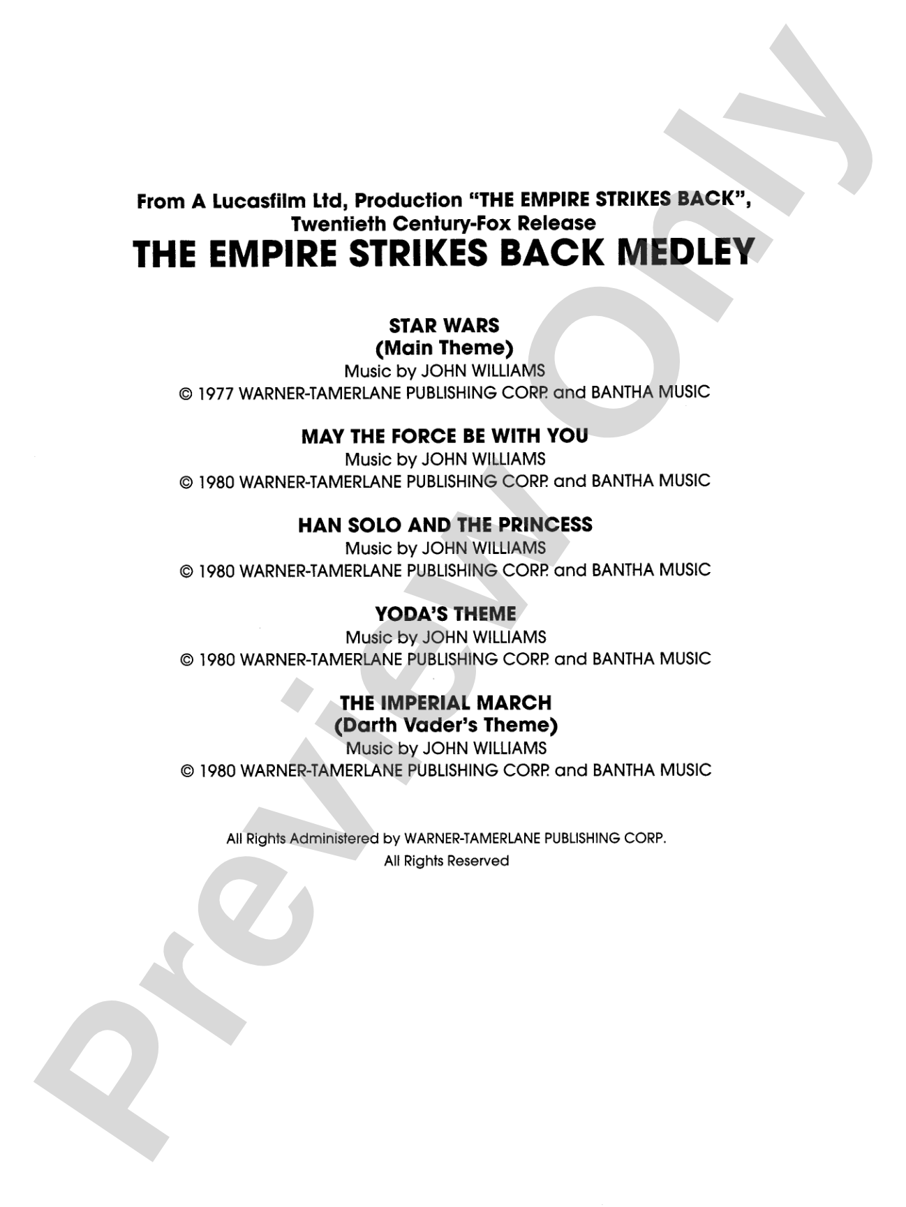 The Empire Strikes Back Medley: Concert Band Conductor Score & Parts