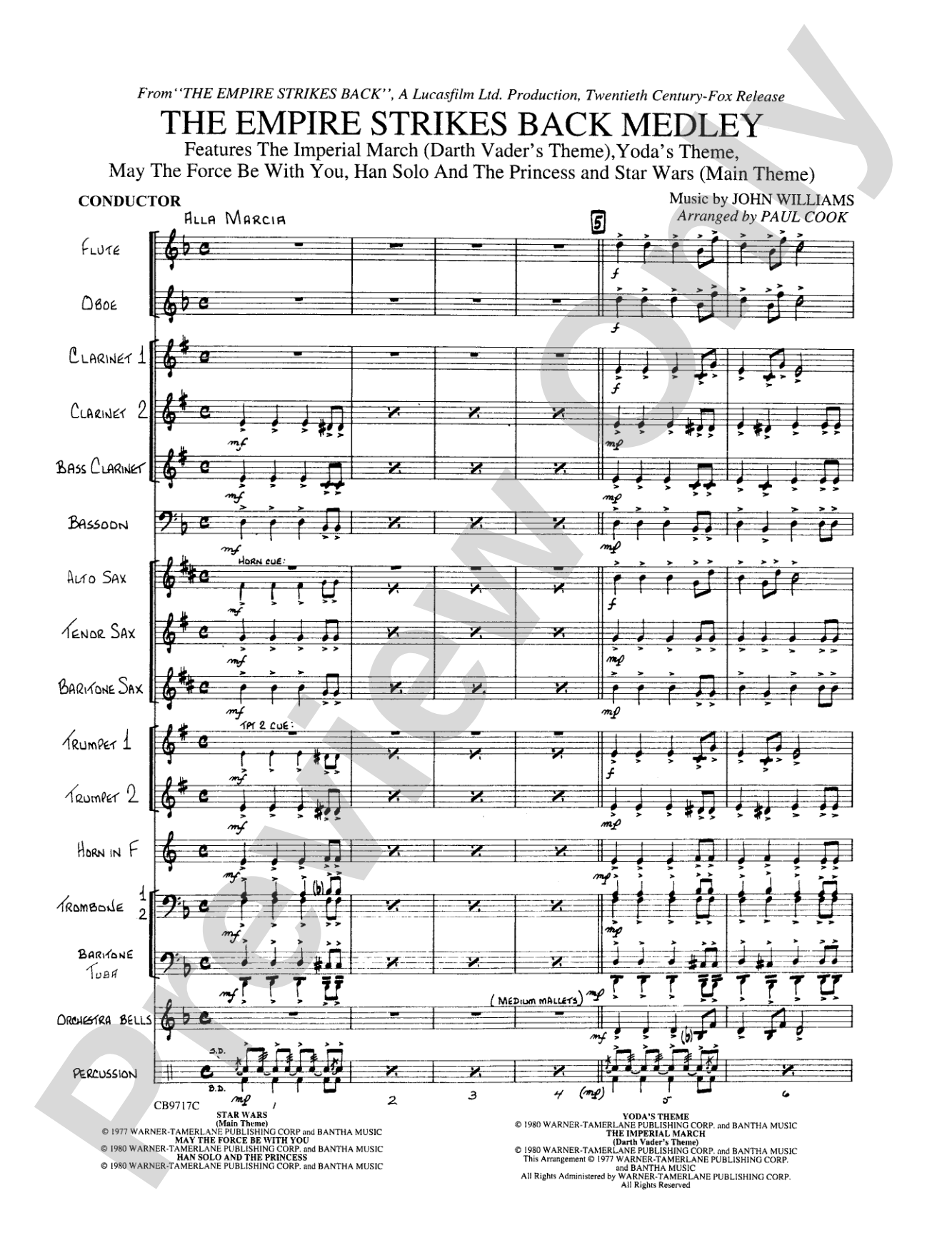 The Empire Strikes Back Medley: Concert Band Conductor Score & Parts