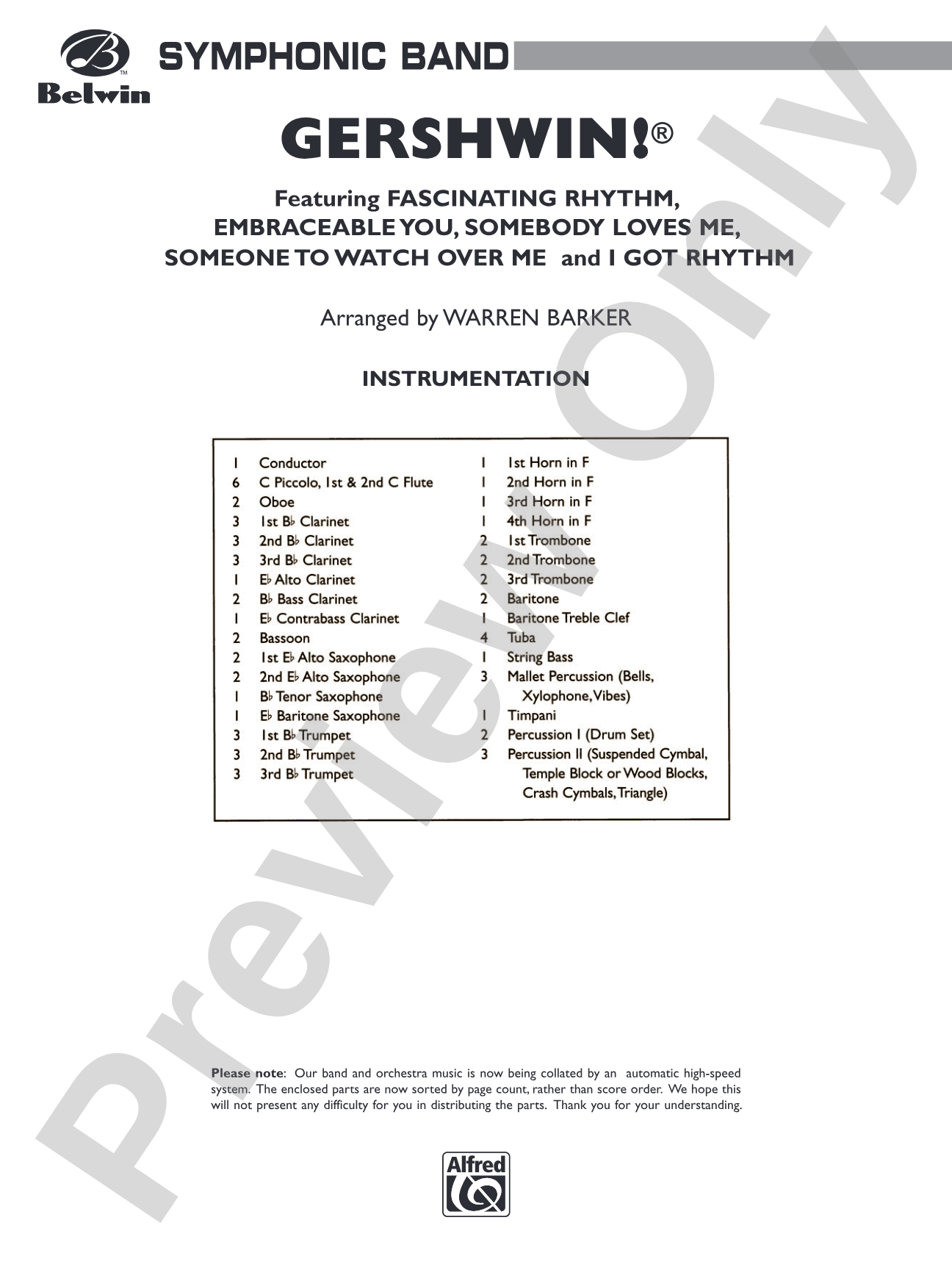 Gershwin! (Medley): Concert Band Conductor Score & Parts