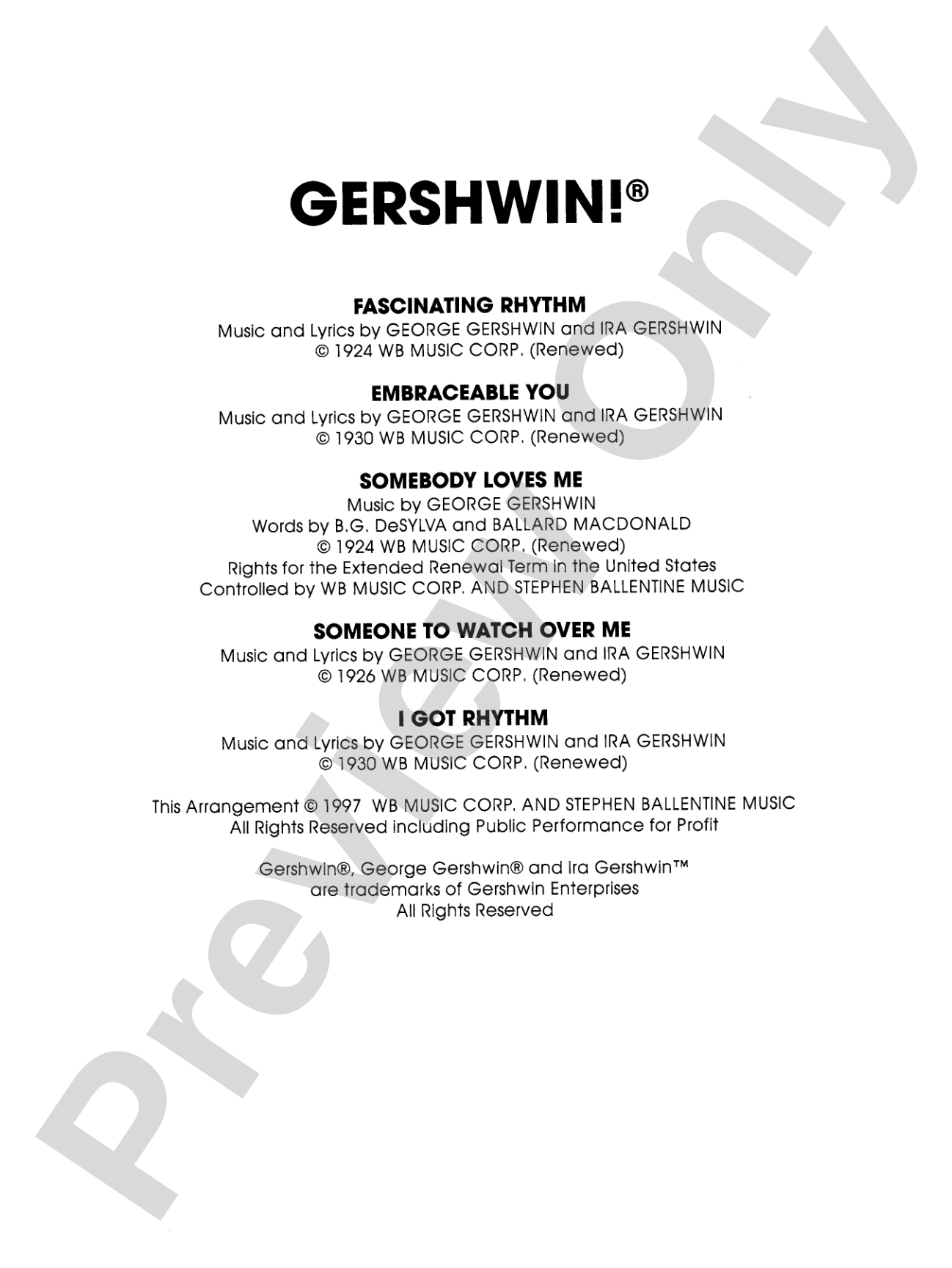 Gershwin! (Medley): Concert Band Conductor Score & Parts