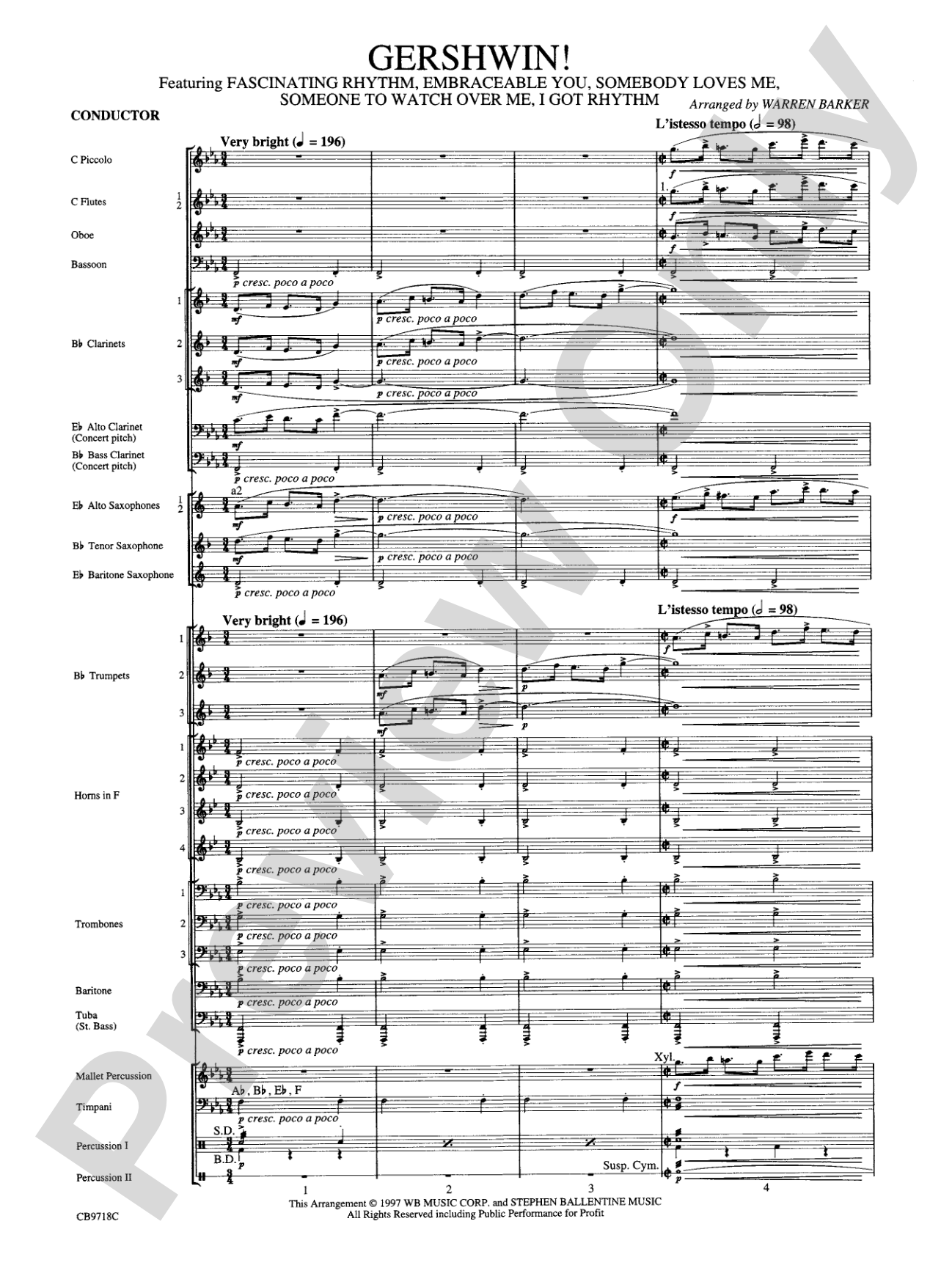 Gershwin! (Medley): Concert Band Conductor Score & Parts