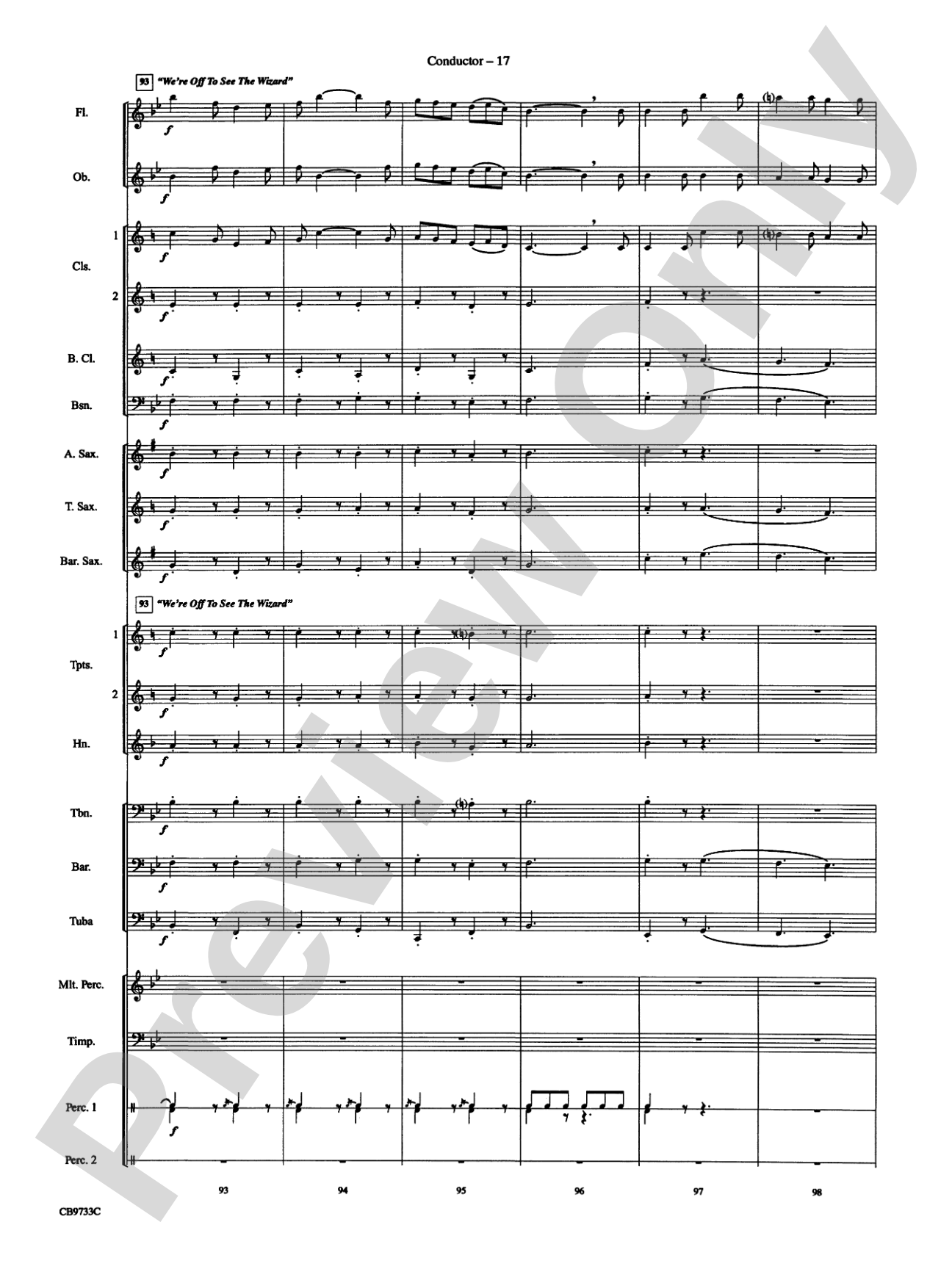 The Wizard of Oz, Highlights from: Concert Band Conductor Score & Parts