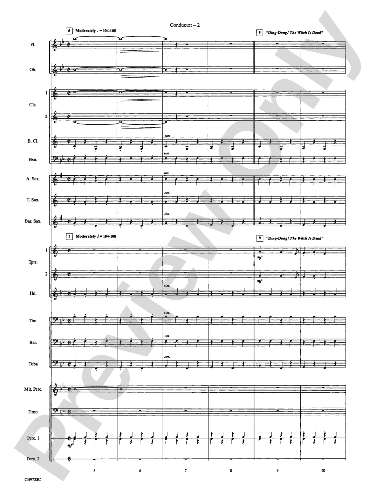 The Wizard of Oz, Highlights from: Concert Band Conductor Score & Parts