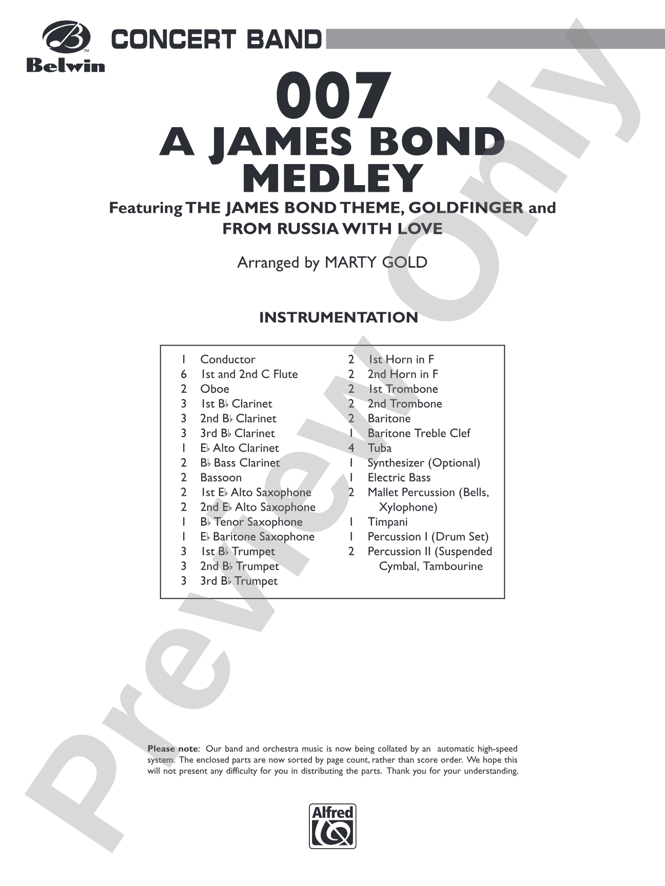 007 -- A James Bond Medley: Concert Band Conductor Score & Parts