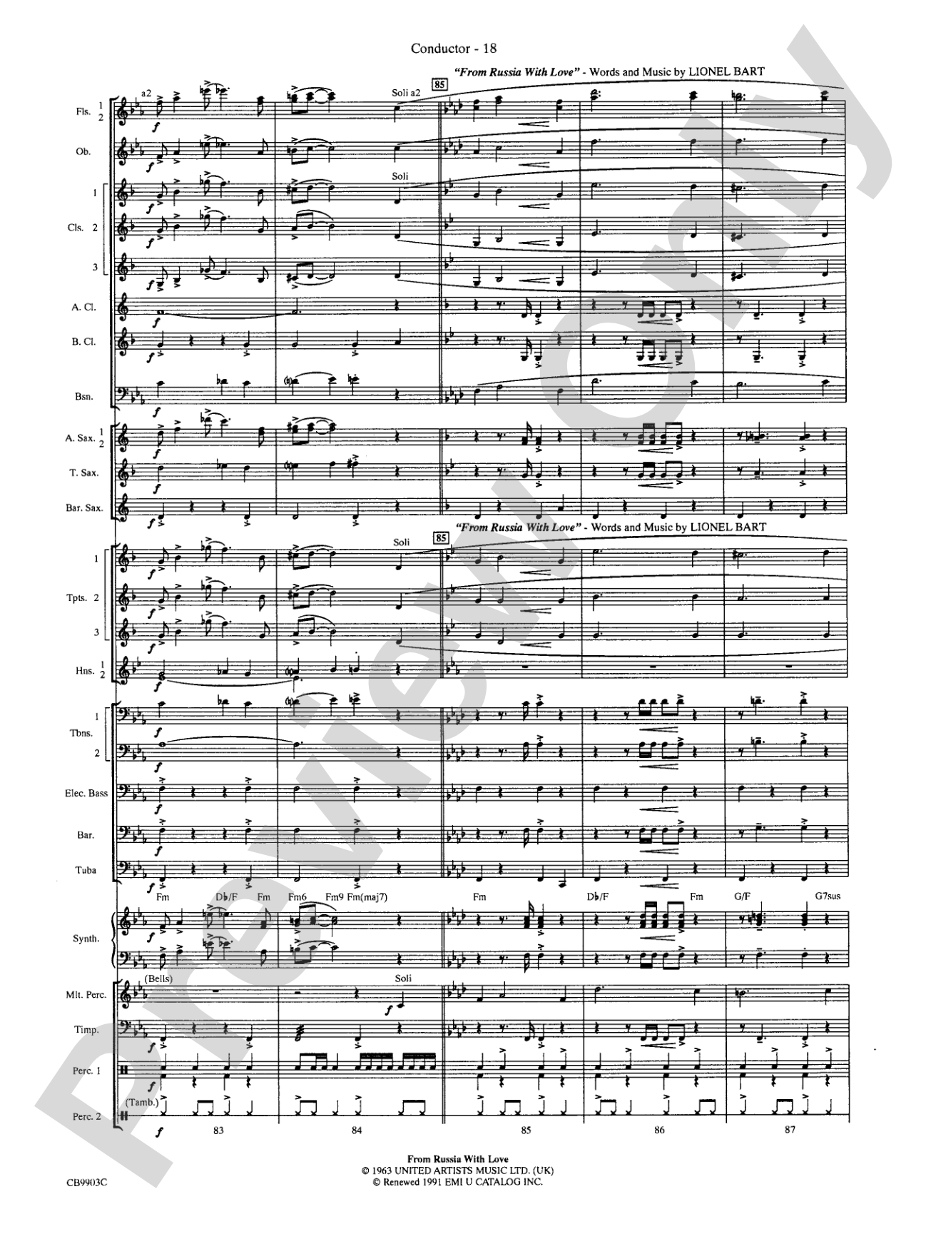 007 -- A James Bond Medley: Concert Band Conductor Score & Parts