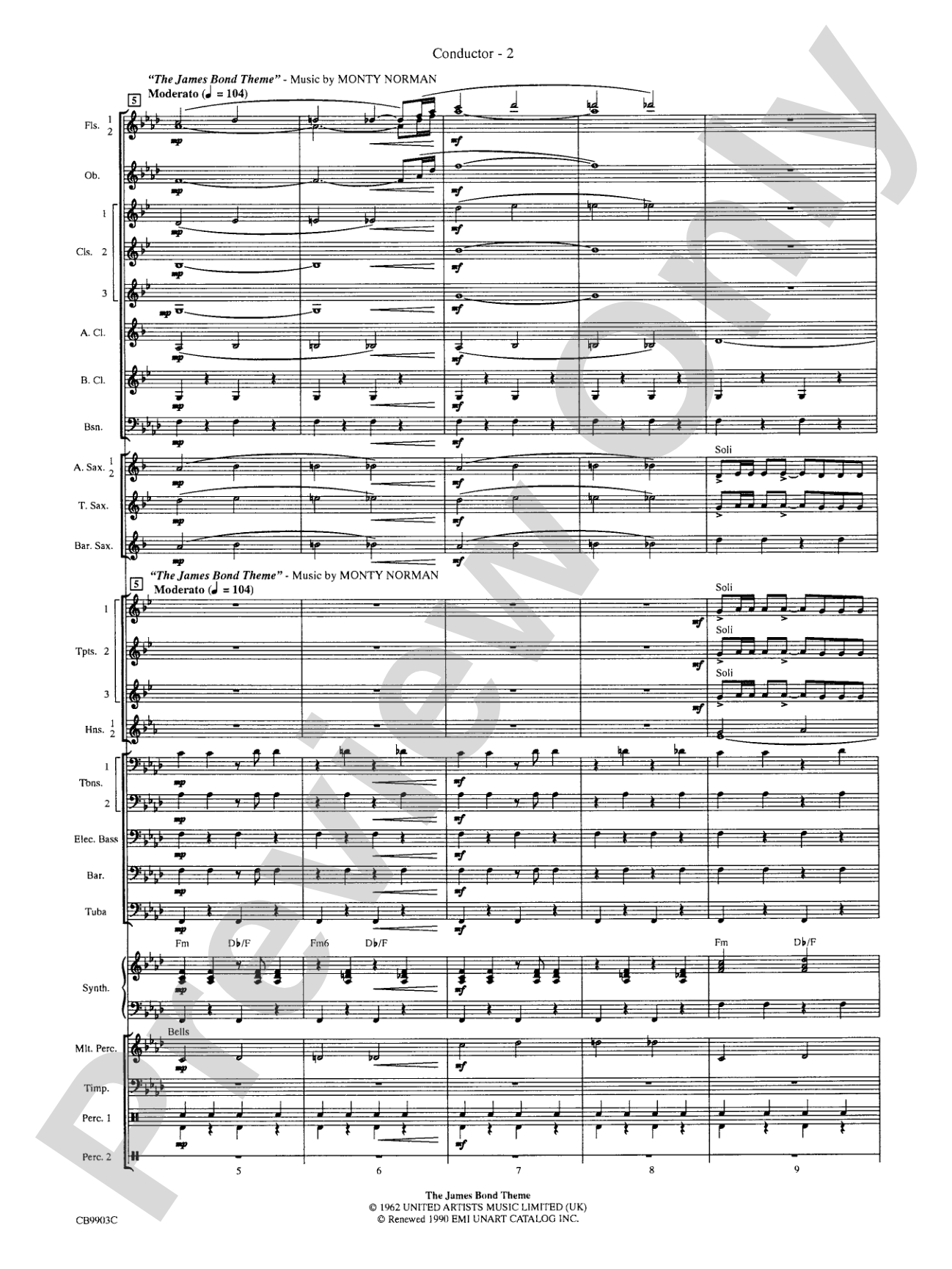 007 -- A James Bond Medley: Concert Band Conductor Score & Parts