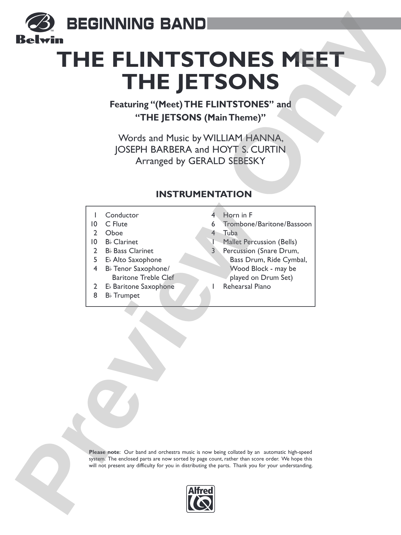 The Flintstones Meet the Jetsons: Concert Band Conductor Score & Parts