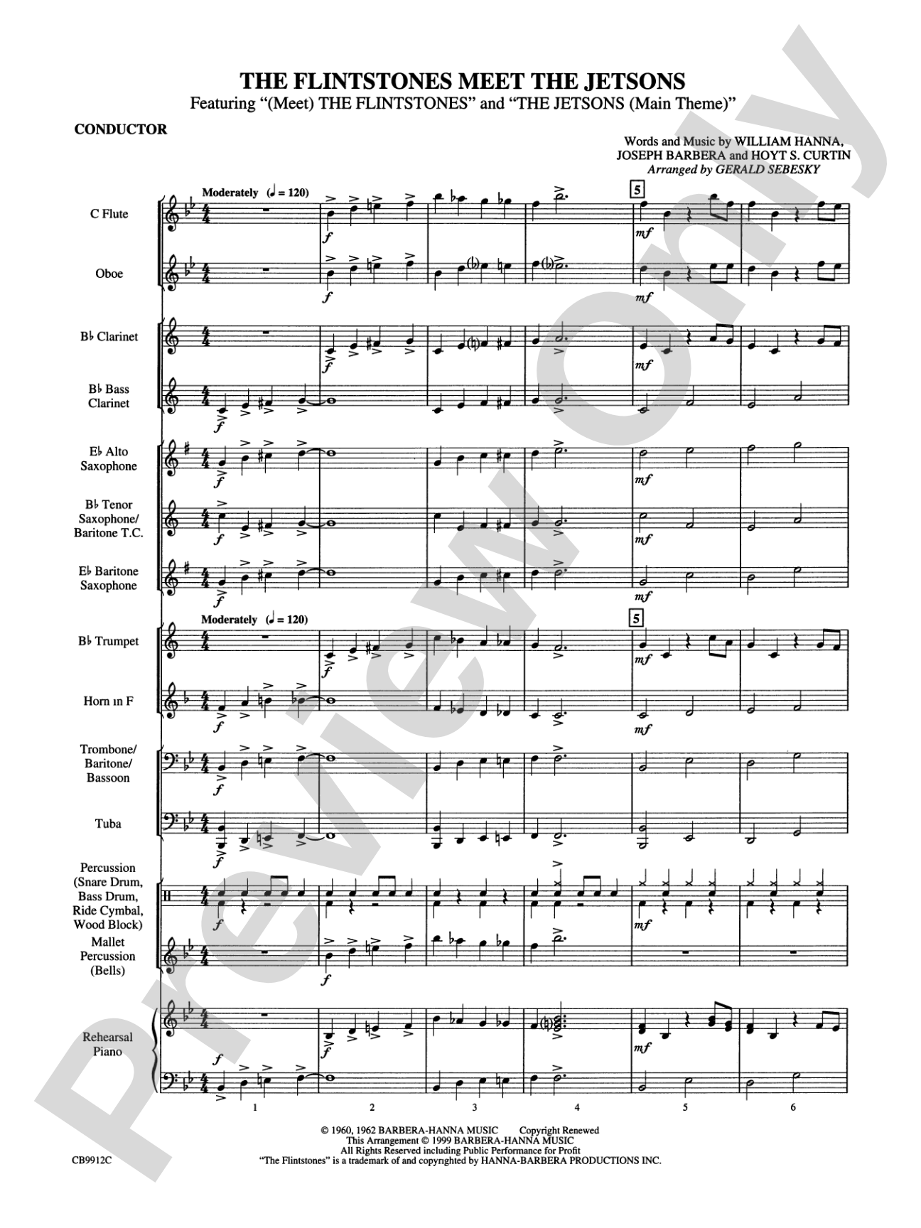 The Flintstones Meet the Jetsons: Concert Band Conductor Score & Parts