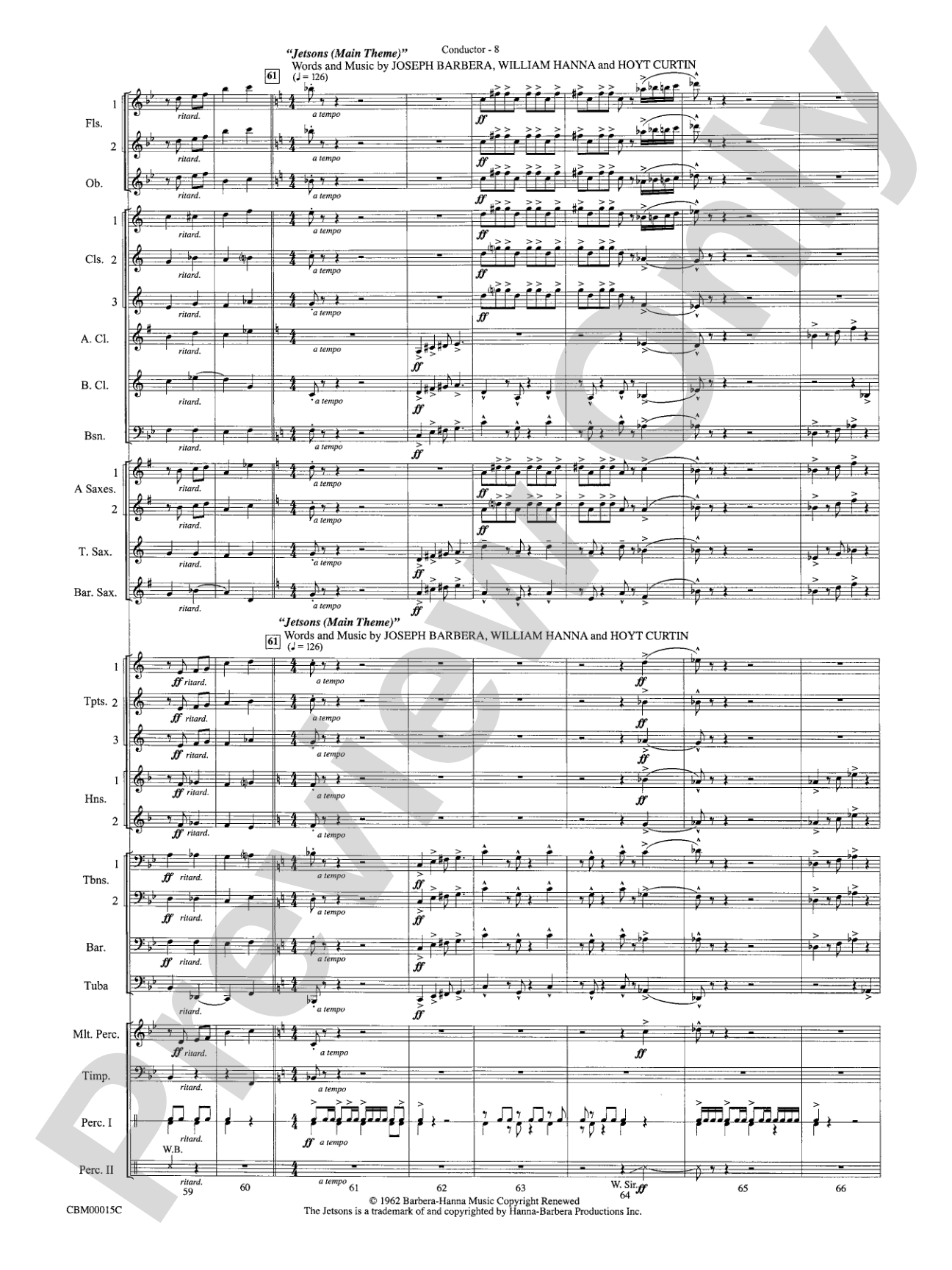Cartoon Carnival (Medley): Concert Band Conductor Score & Parts