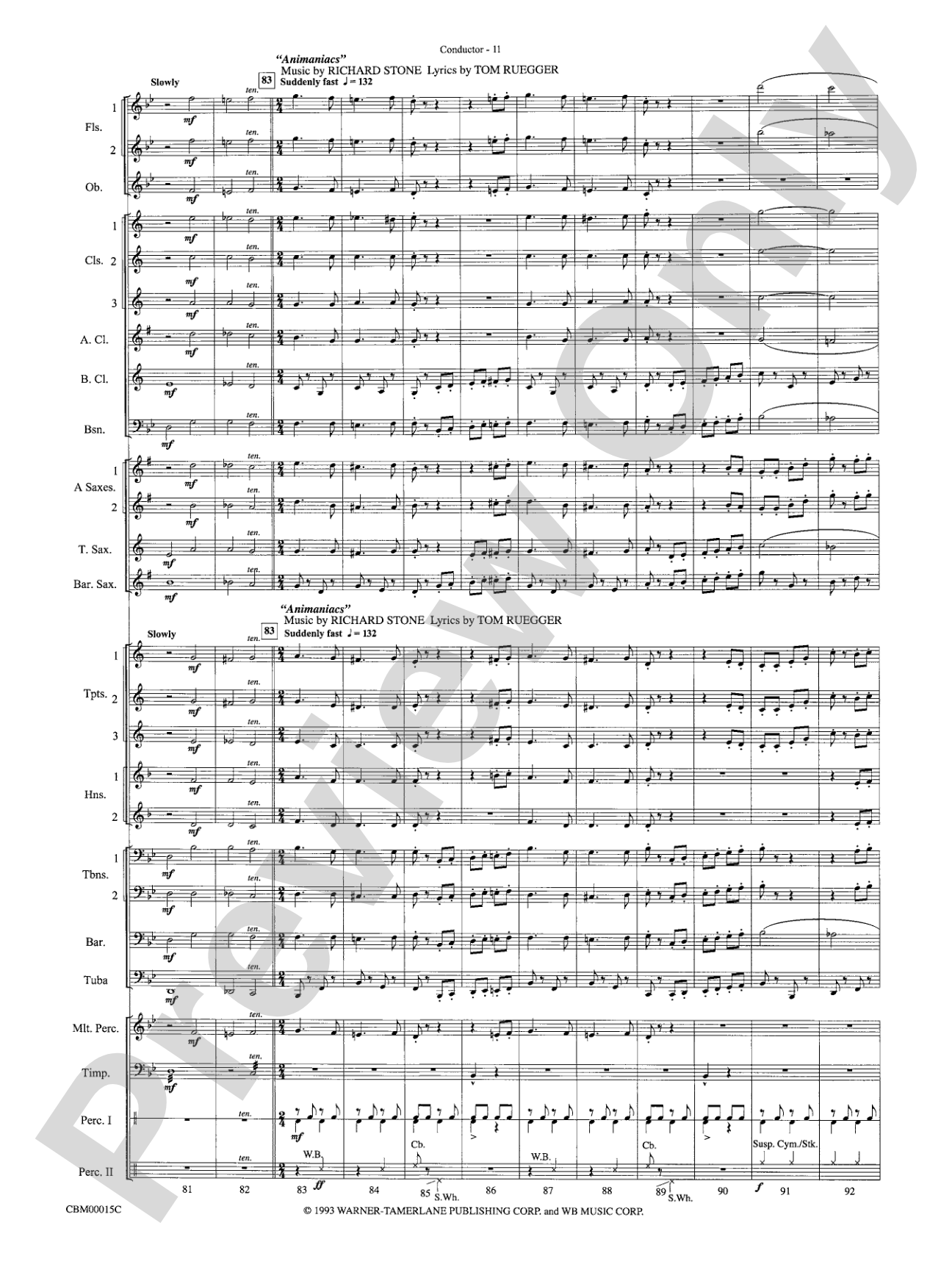 Cartoon Carnival (Medley): Concert Band Conductor Score & Parts
