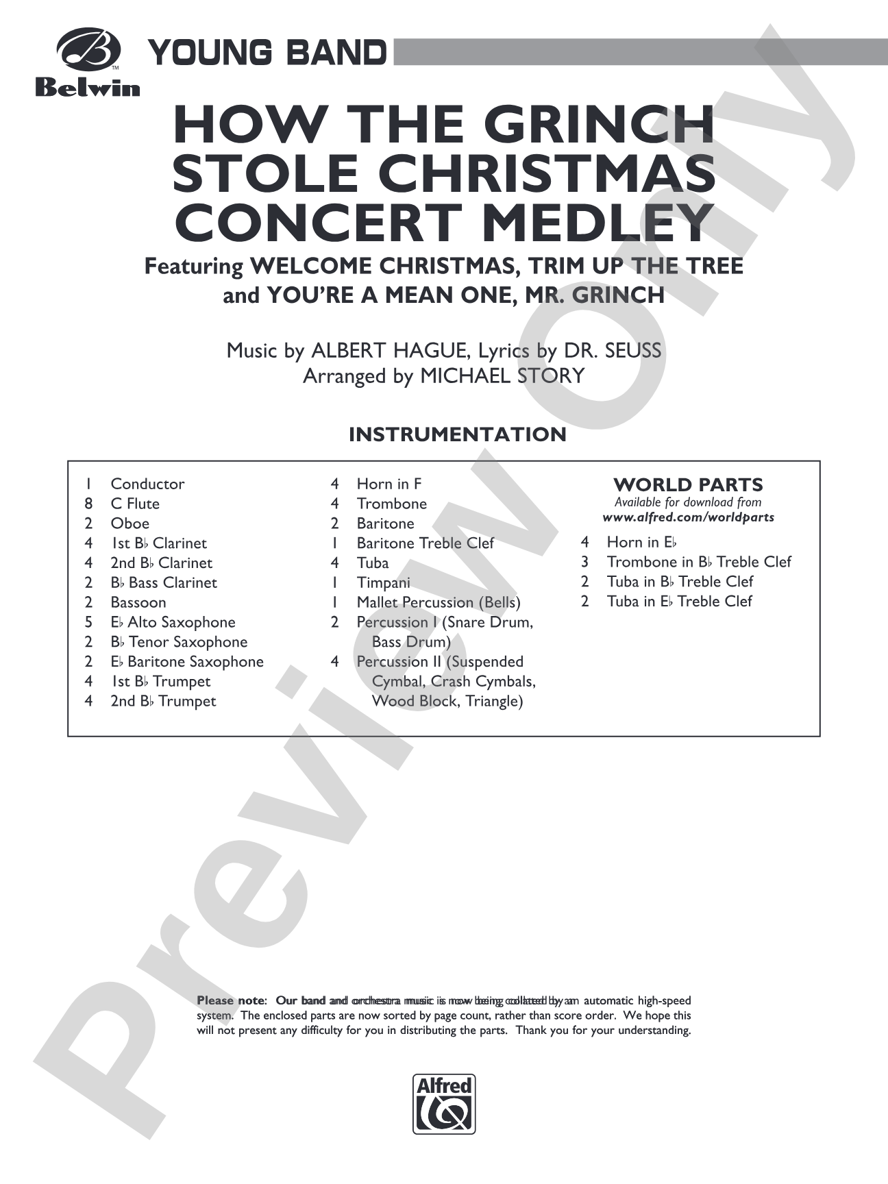 How the Grinch Stole Christmas: Concert Band Conductor Score & Parts