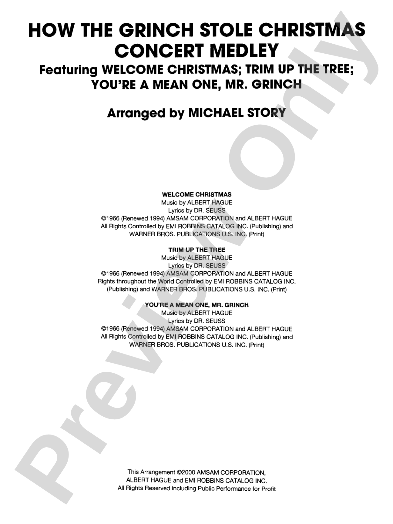 How the Grinch Stole Christmas: Concert Band Conductor Score & Parts