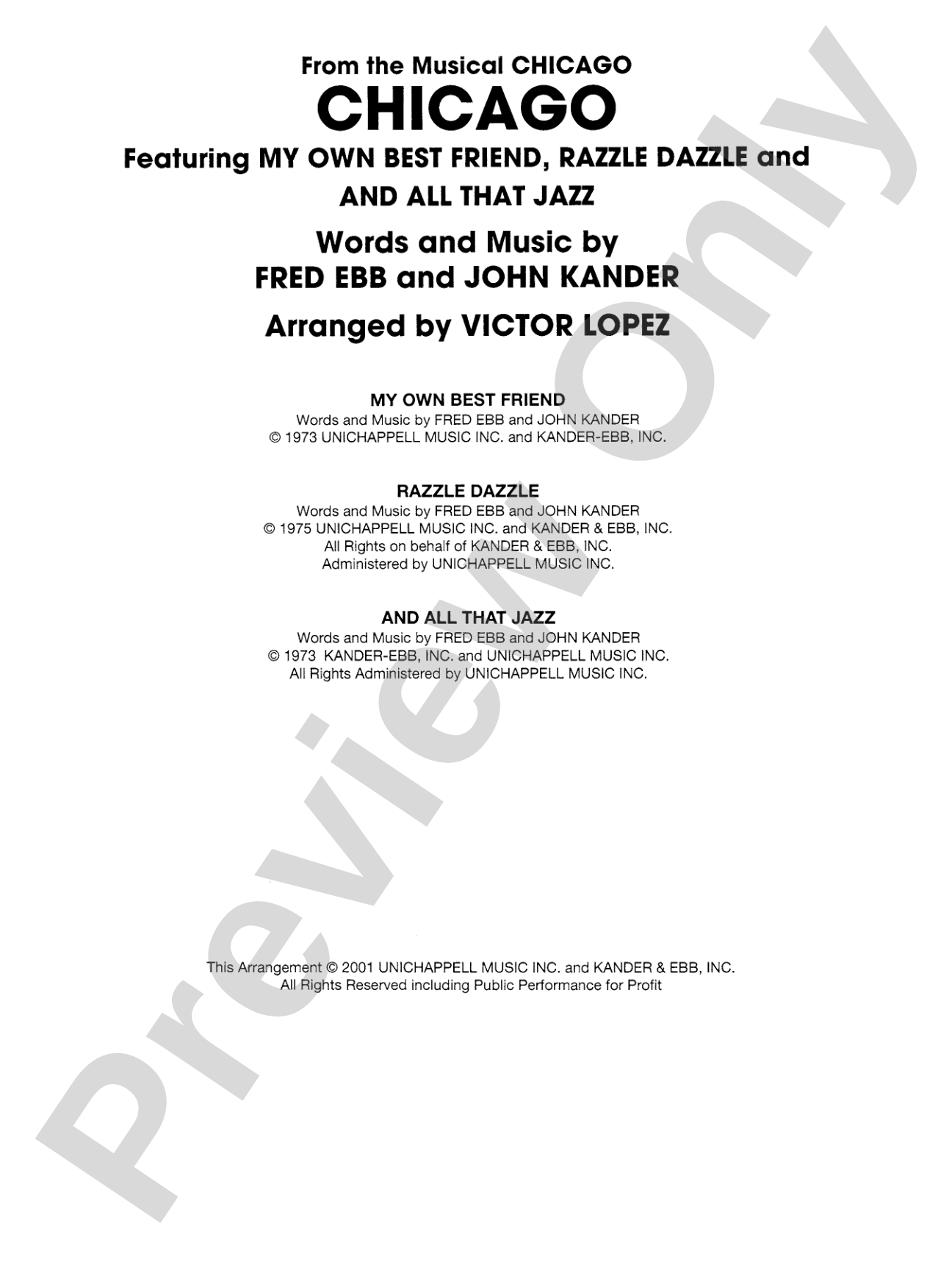 Chicago! (from the Musical Chicago!): Score