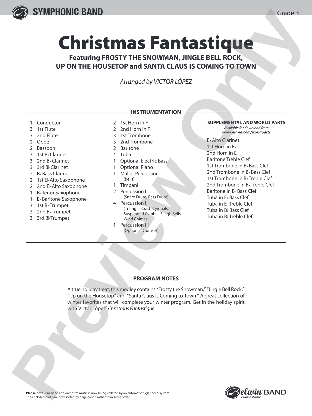 Christmas Fantastique (Medley): Concert Band Conductor Score & Parts