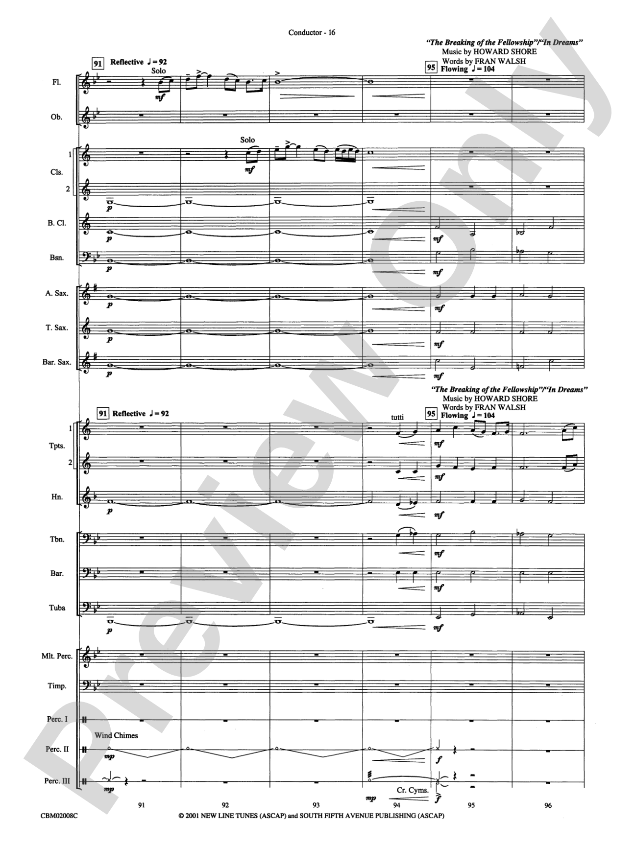 The Lord of the Rings: The Fellowship of the Ring, Highlights from: Concert Band Conductor Score & Parts