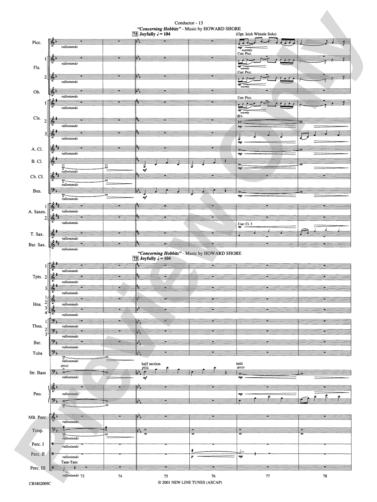 The Lord of the Rings: The Fellowship of the Ring, Symphonic Suite from: Concert Band Conductor Score & Parts