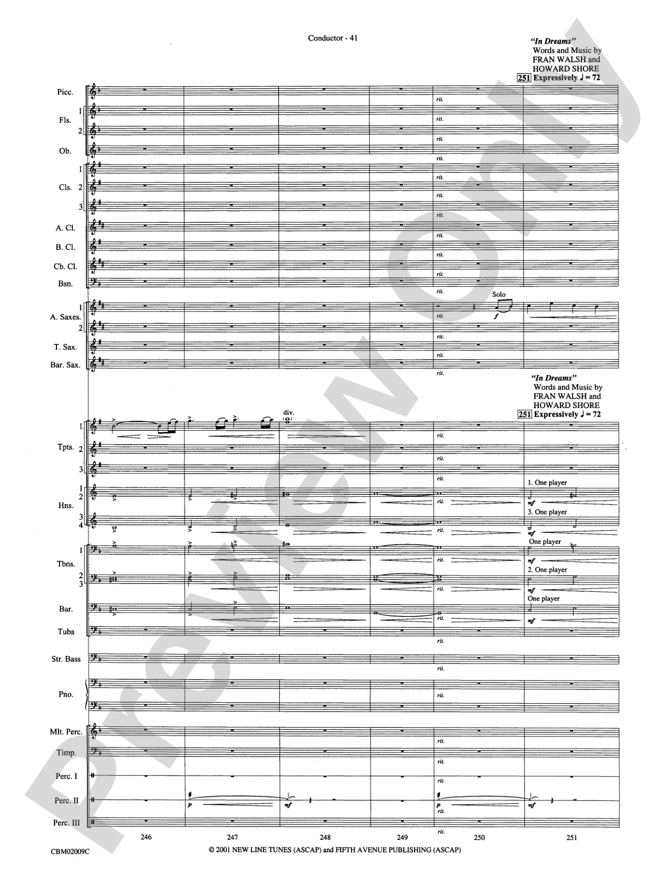The Lord of the Rings: The Fellowship of the Ring, Symphonic Suite from: Concert Band Conductor Score & Parts
