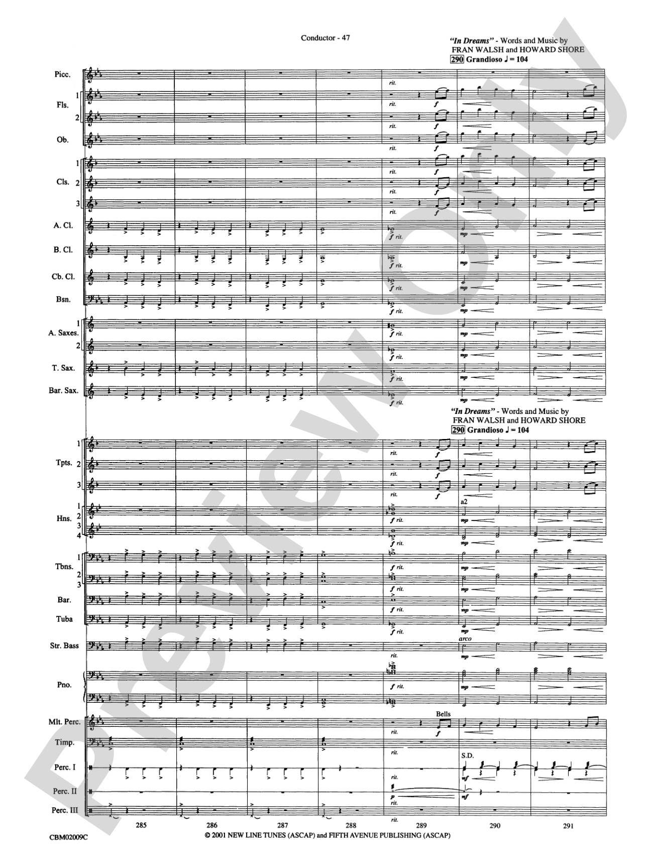 The Lord of the Rings: The Fellowship of the Ring, Symphonic Suite from: Concert Band Conductor Score & Parts