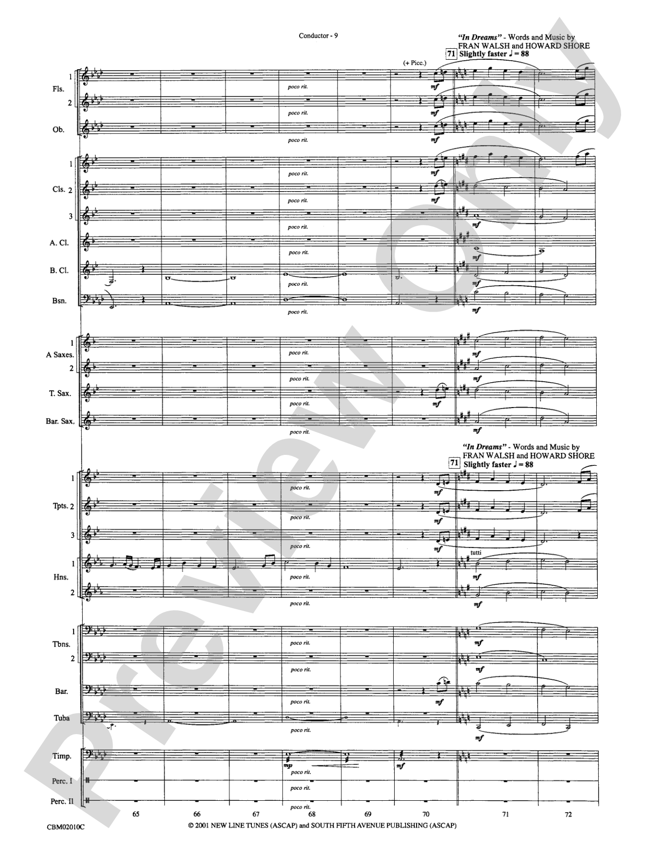 The Lord of the Rings: The Fellowship of the Ring, Concert Medley from: Concert Band Conductor Score & Parts