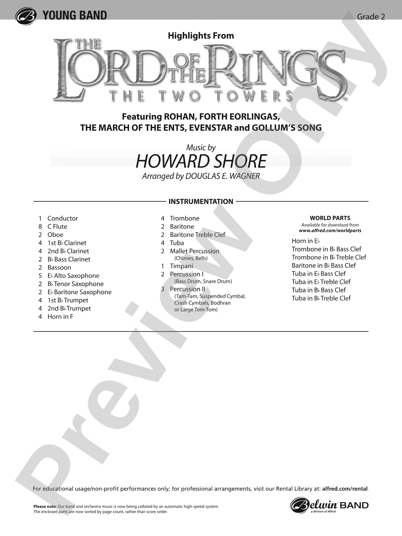 The Lord of the Rings: The Two Towers, Highlights from: Score