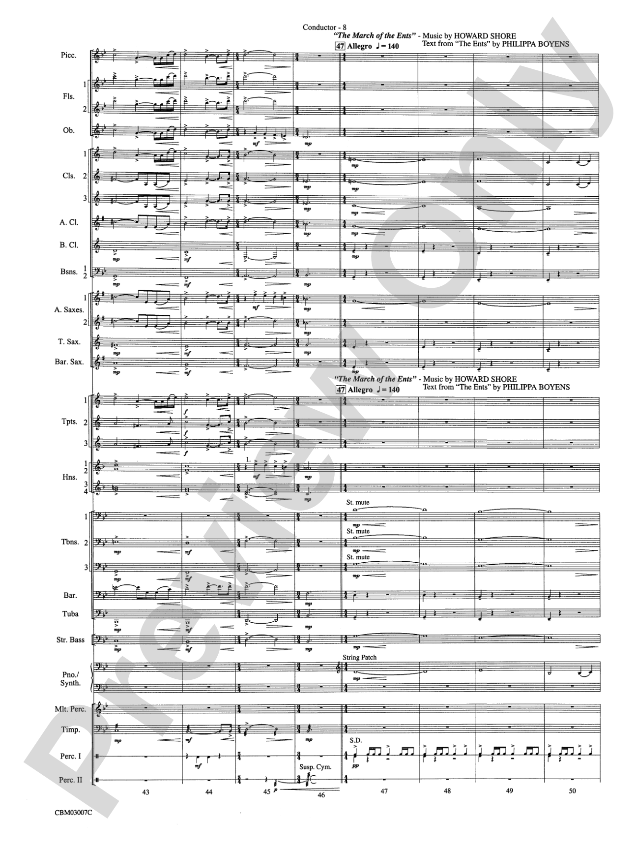 The Lord of the Rings: The Two Towers, Symphonic Suite from: Concert Band Conductor Score & Parts